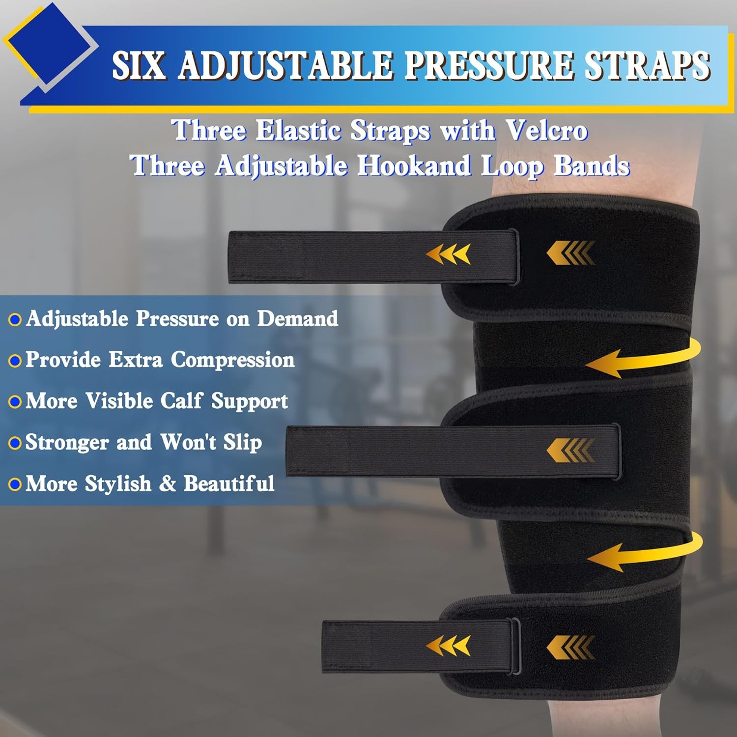 Adjustable Calf Compression Wrap XX-Large Black Lower Leg Support Injury
