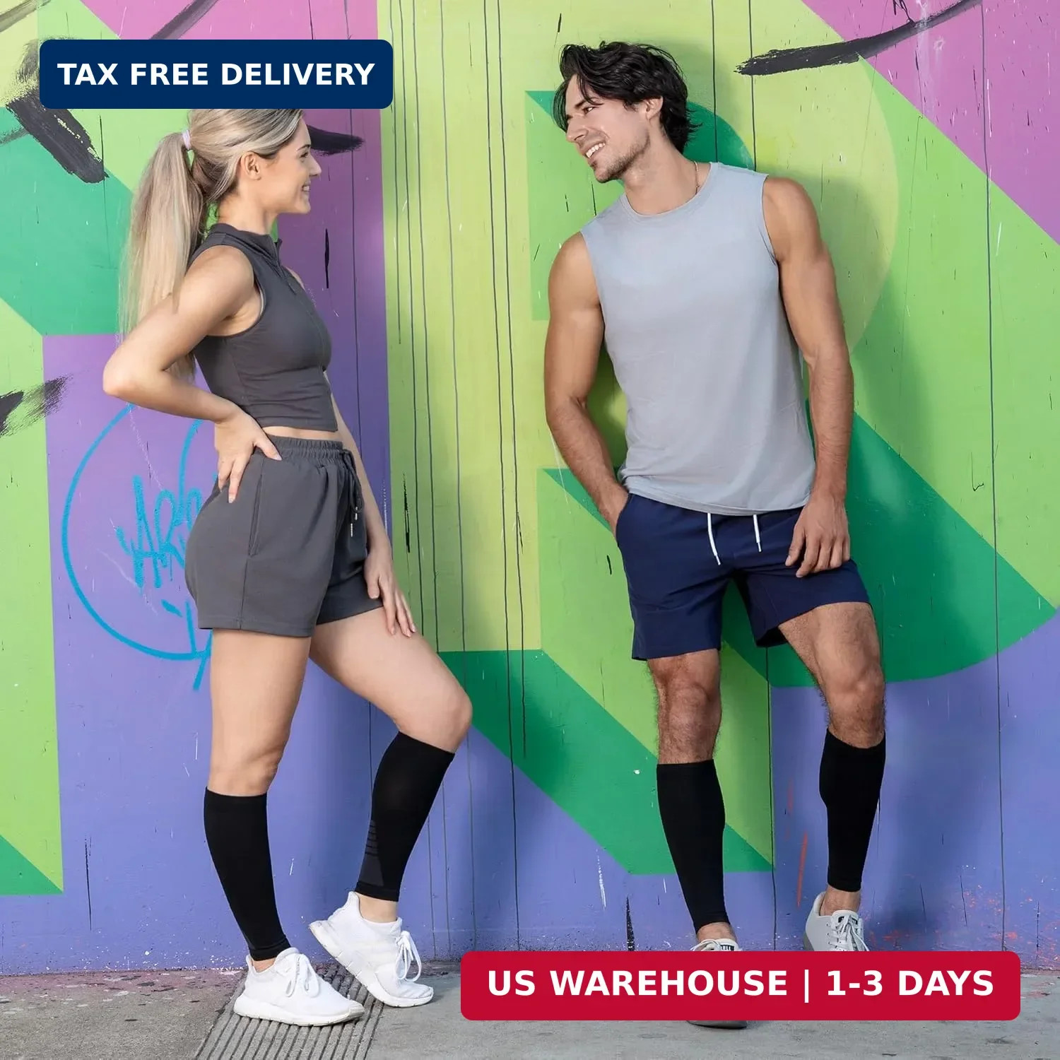 Calf Compression Sleeves for Men and Women – (1 Pair) Footless Compression Socks