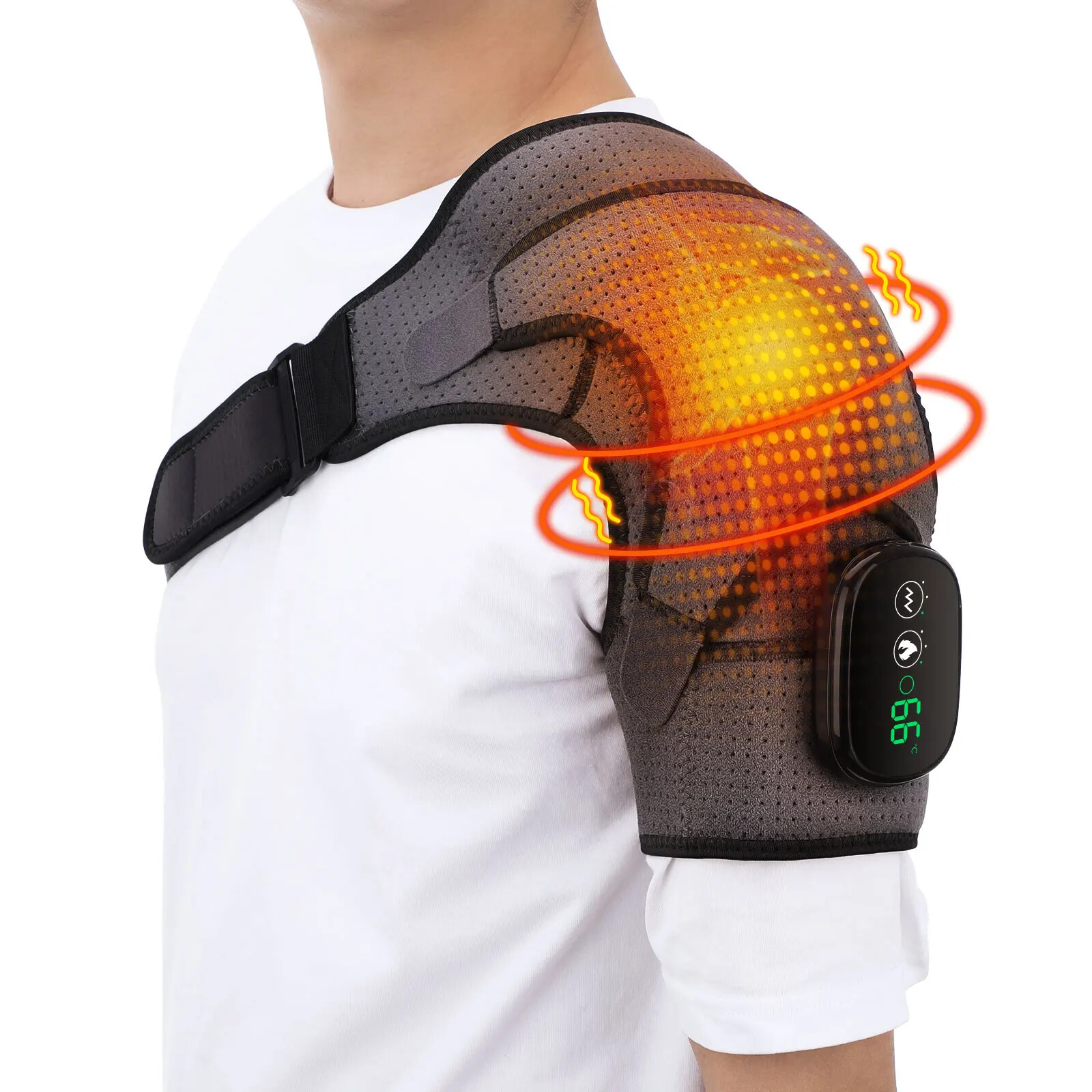 Heated Shoulder Brace Massage Rotator Cuff Support Compression Wrap Rechargeable
