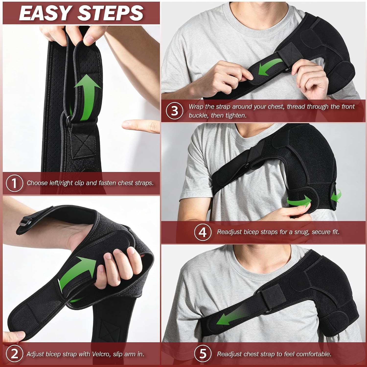 Shoulder Brace for Women Men, Rotator Cuff Support Brace for Pain Relief, L | Sh