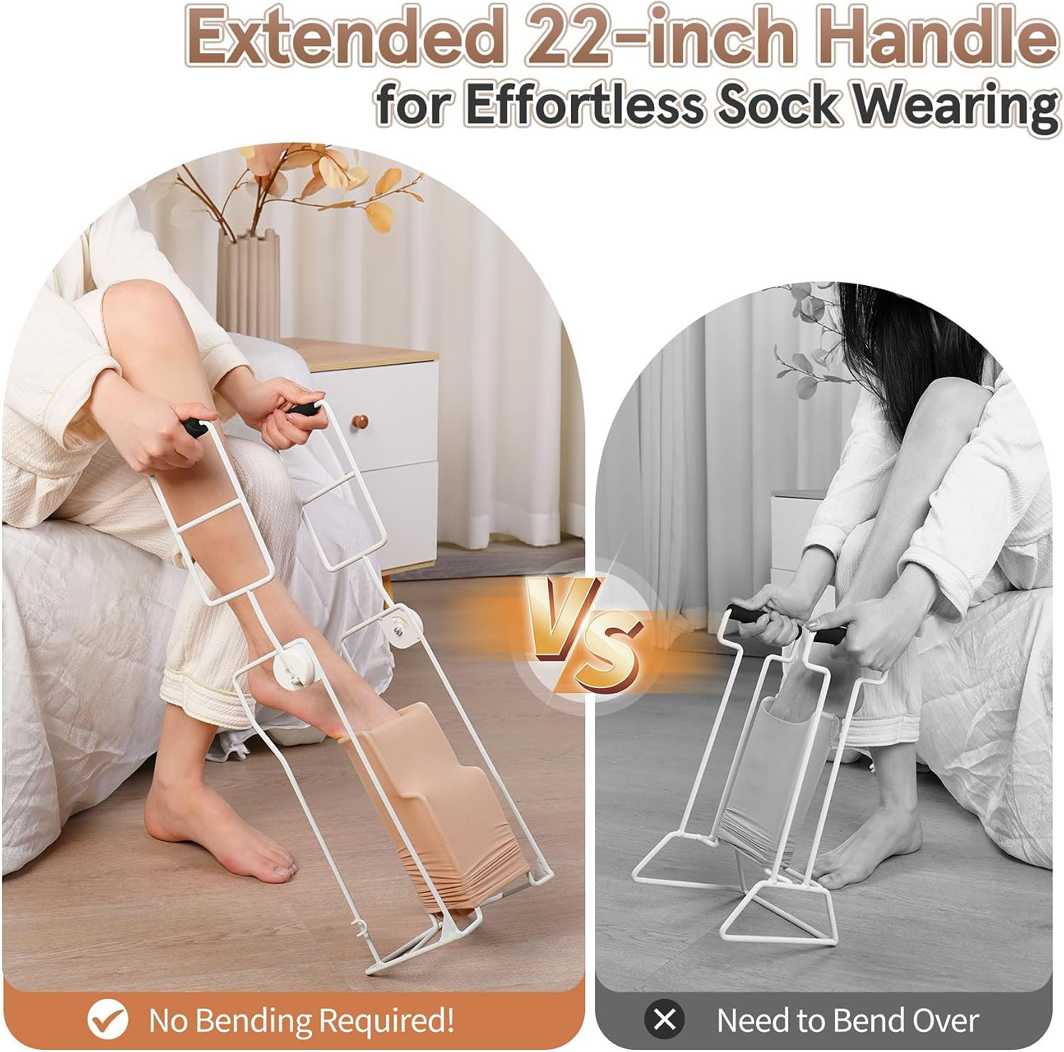 Large Compression Sock Aid Device, for People with Swollen Legs | Stocking Donne