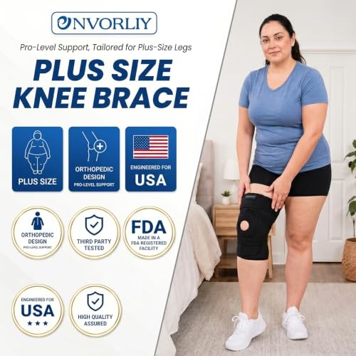 Knee Brace for Plus Size Men & Women (XL/2XL/3XL) – Extended Adjustable
