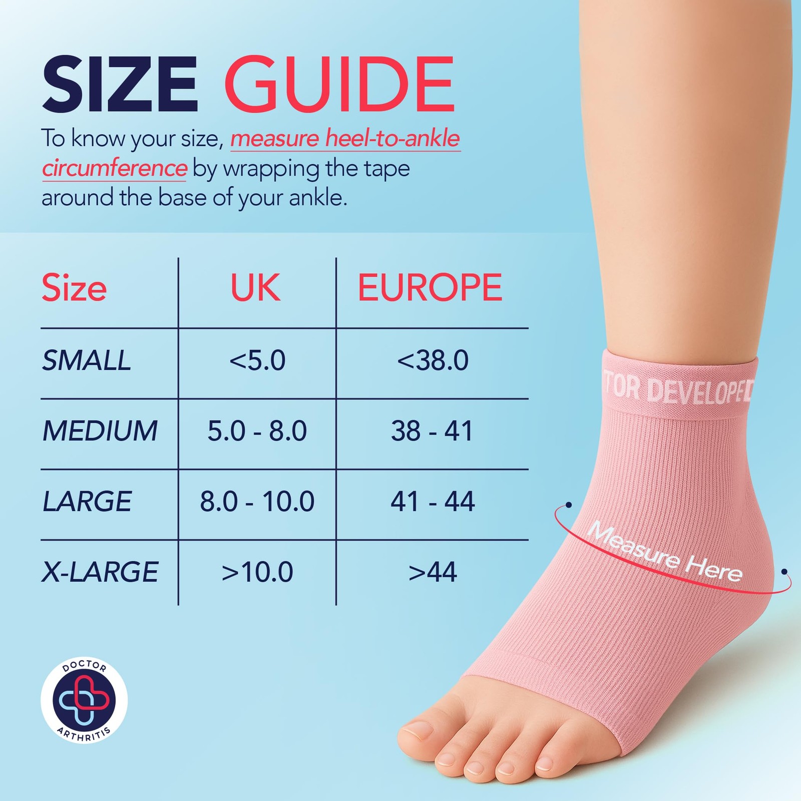 Dr. Arthritis Foot & Ankle Brace Socks for Sprained XX-Large, Pink