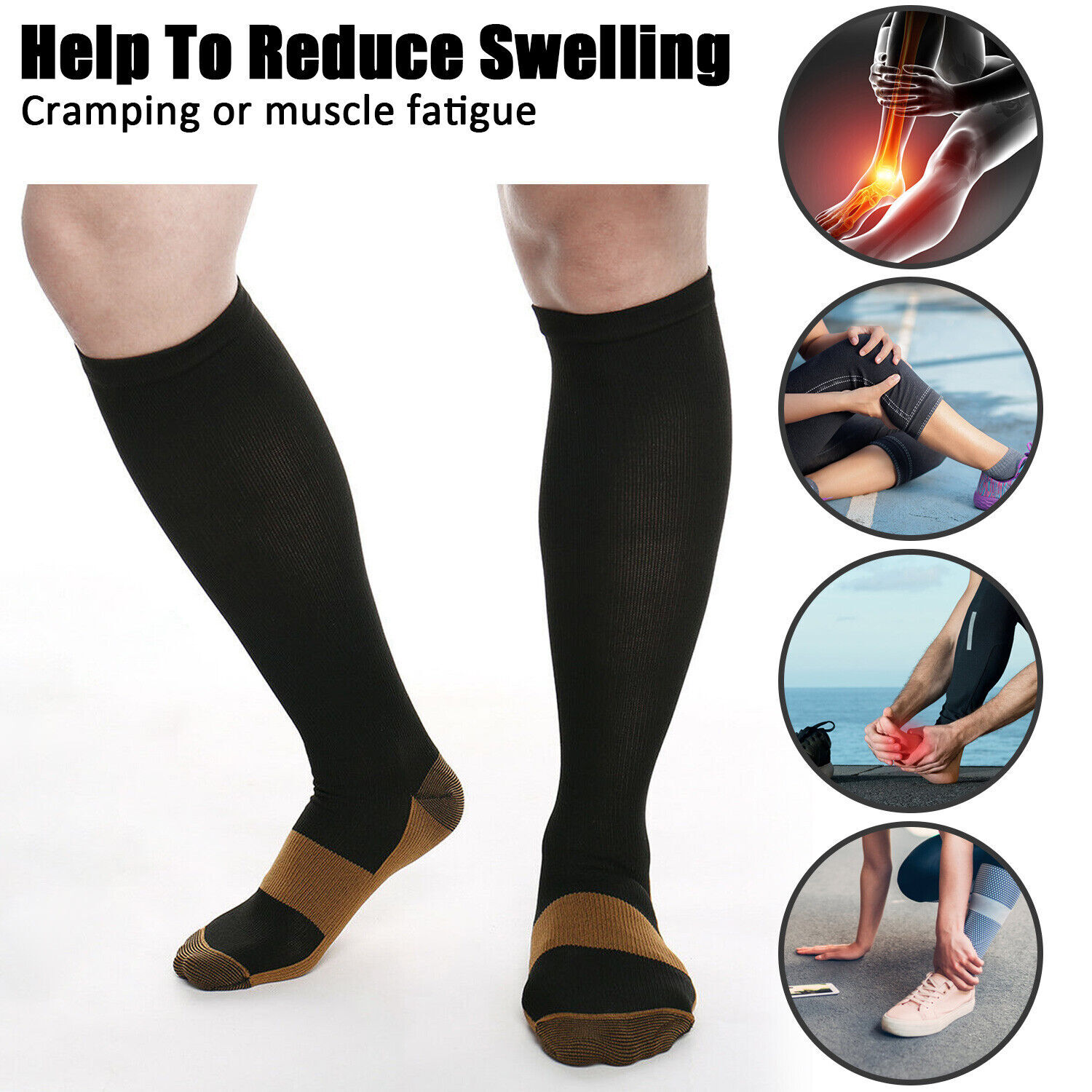 6 Pairs Compression Socks Knee High 20-30mm Hg Graduated Support Men’s Women’s