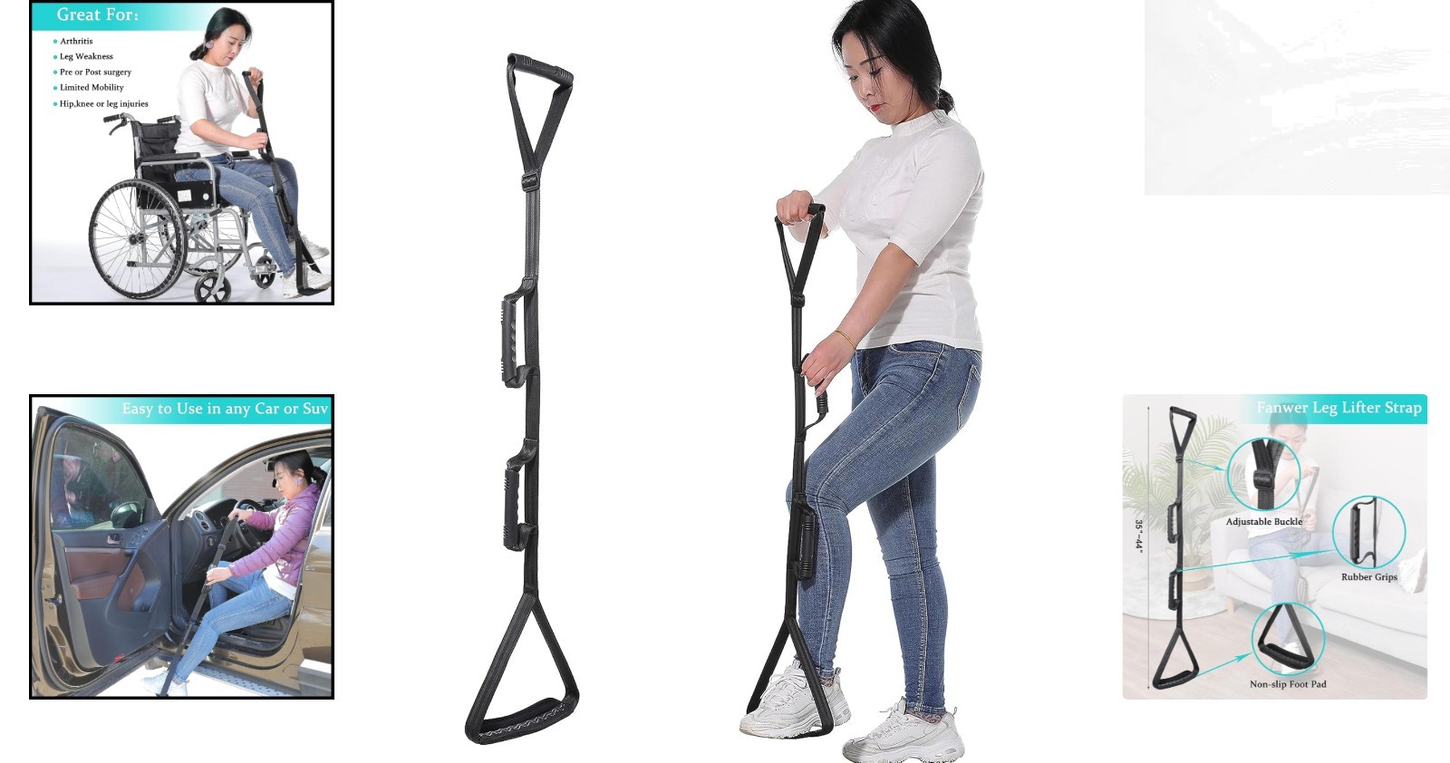 Durable Nylon Leg Lifter Strap for Bed, Car & Wheelchair – Adjustable 35-44 Inch