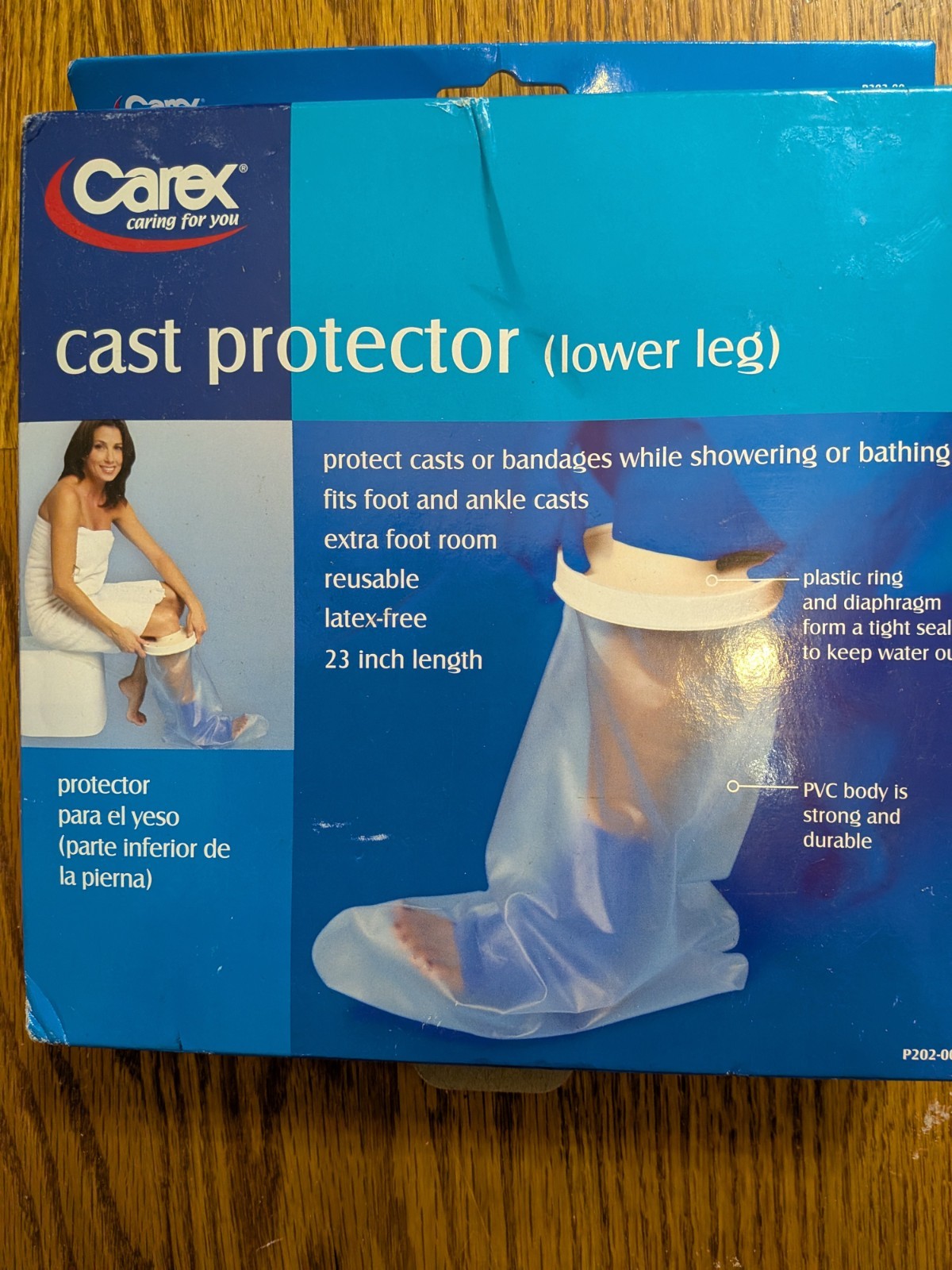 Carex Cast Protector Lower Leg 23 Inch Reusable PVC Extra Foot Room P202-00