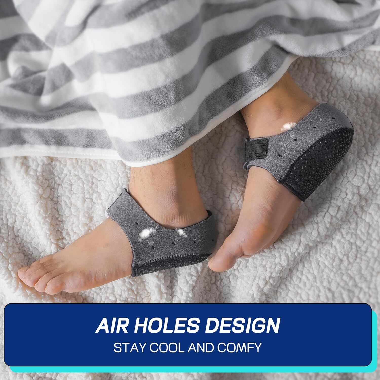 NIB ASRAM Plantar Fasciitis Pair of Adjustable Gray Heel Sleeve Protectors L
