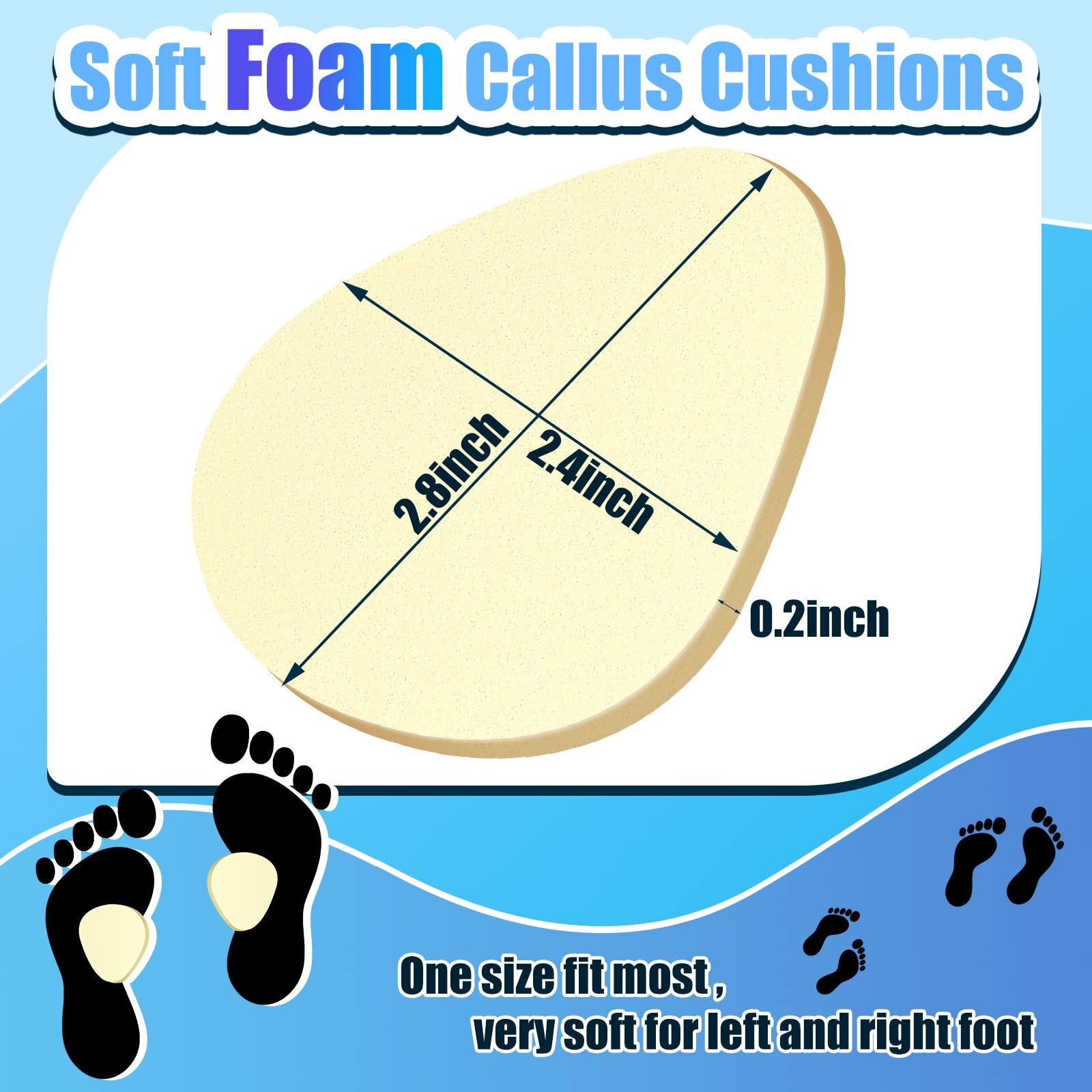 36 Pcs Metatarsal Foot Pads for Pain Relief 1/5 Inch 7 x 6 x 0.5 cm, Beige