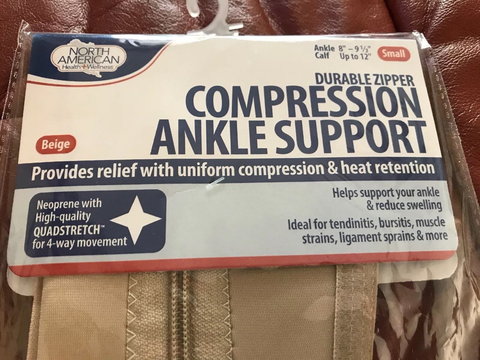 NORTH AMERICAN WELLNESS COMPRESSION ANKLE SUPPORT Size SmalL ZiPPER FLESH NEW