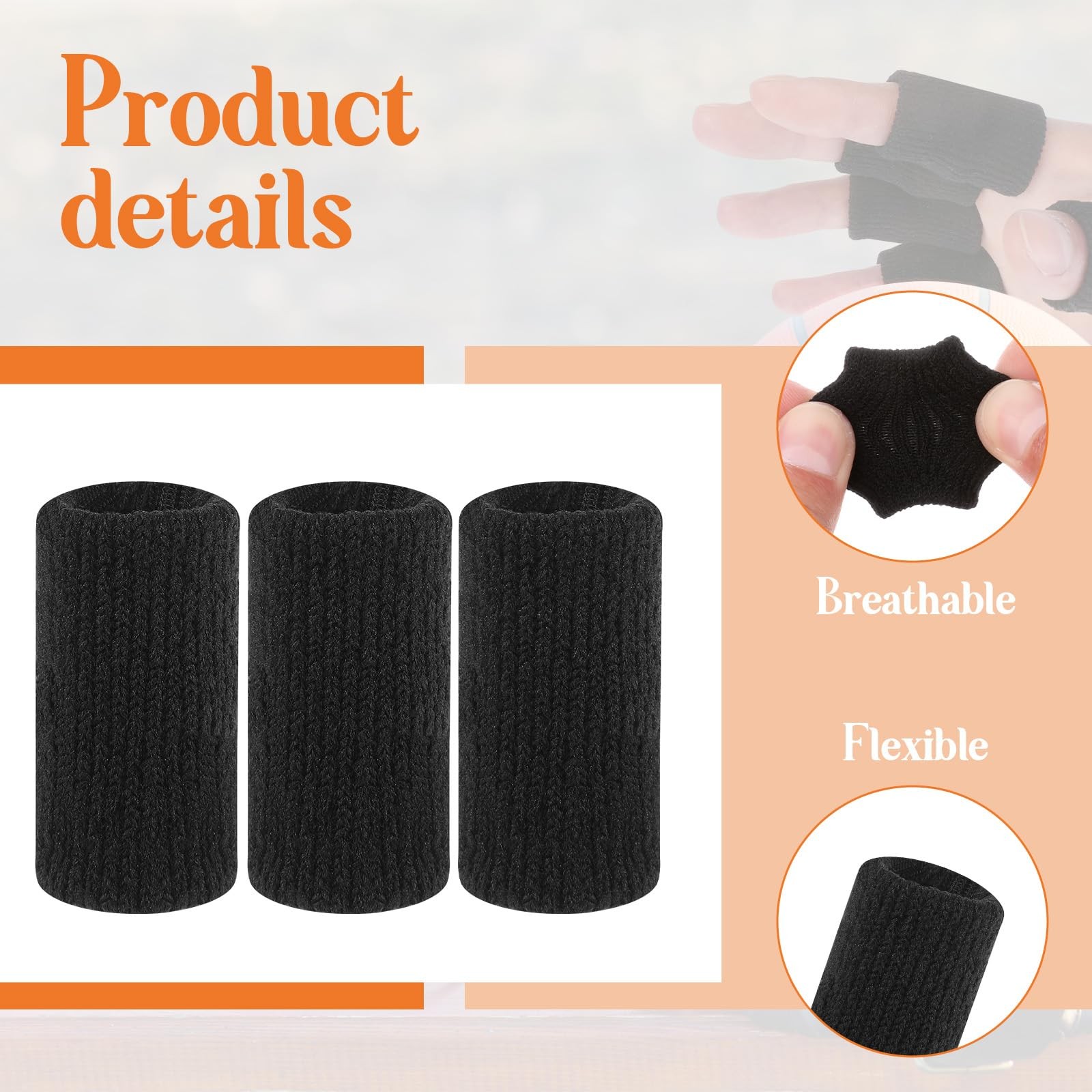 KALIONE 10Pcs Black Sport Finger Sleeves, Sleeves One Size,