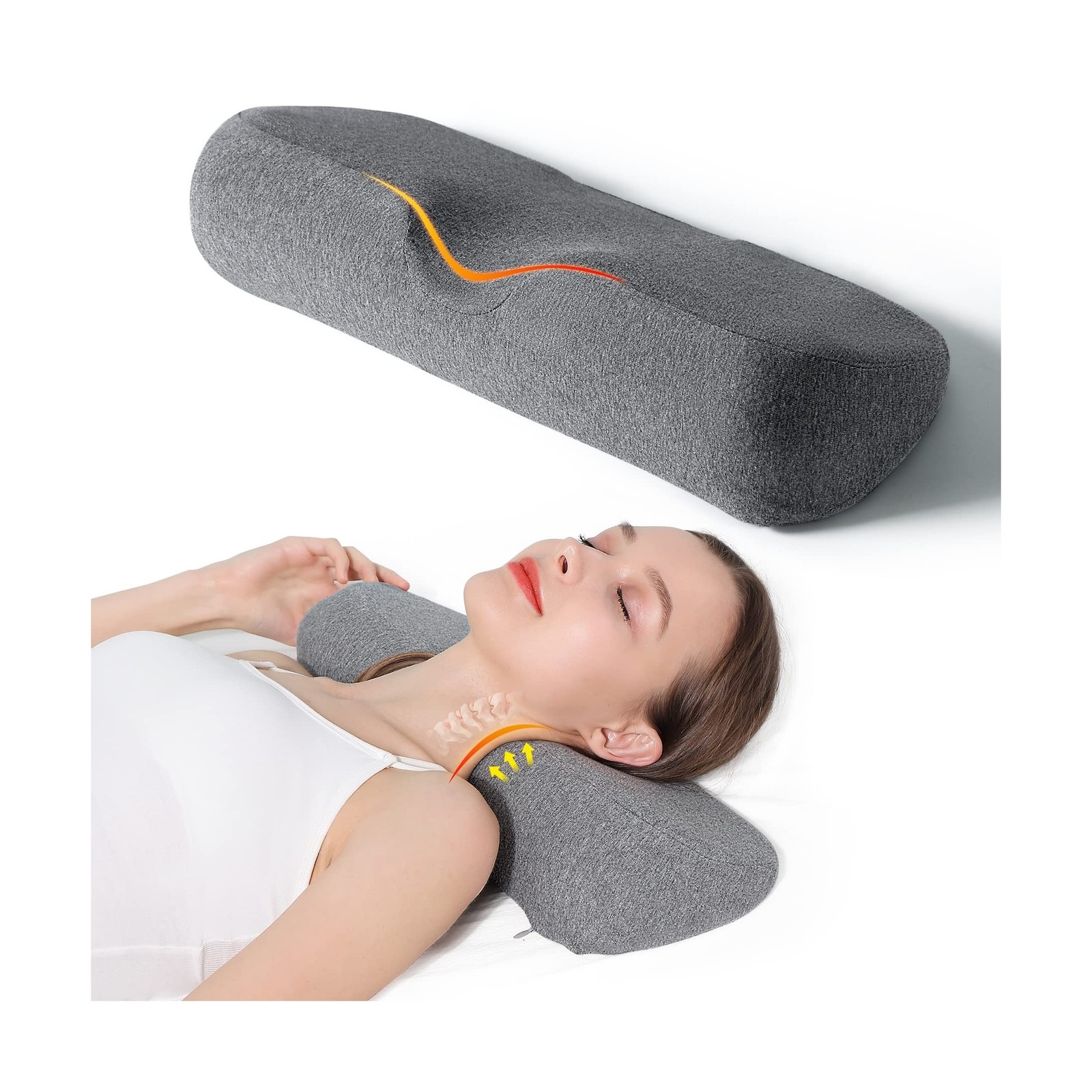 Cervical Neck Pillows for Pain Relief Sleeping, Memory Foam Neck Bolster Supp…