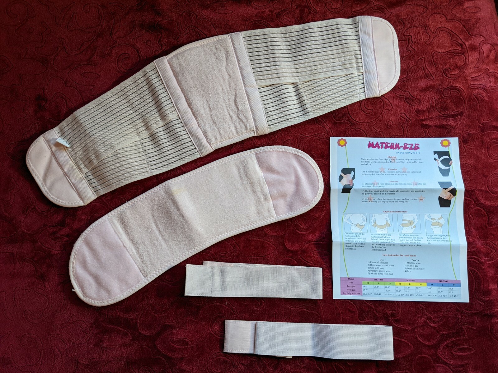 MATERN-EZE Pregnancy Maternity Support Back Brace Belt, Soft Elastic, LARGE PINK