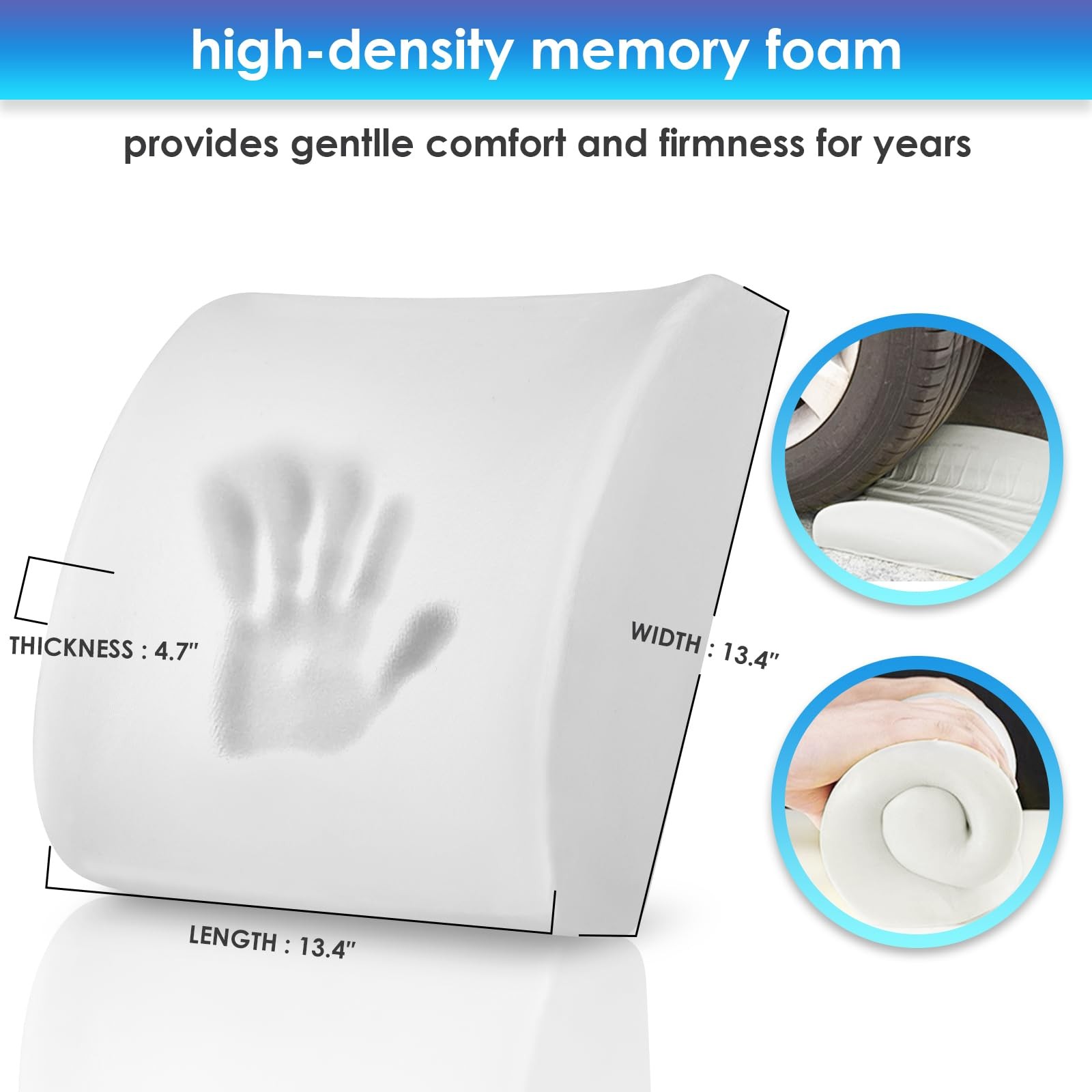 Lumbar Pillow for Chair and Car, Back Support for Office, Memory Foam Cushion…