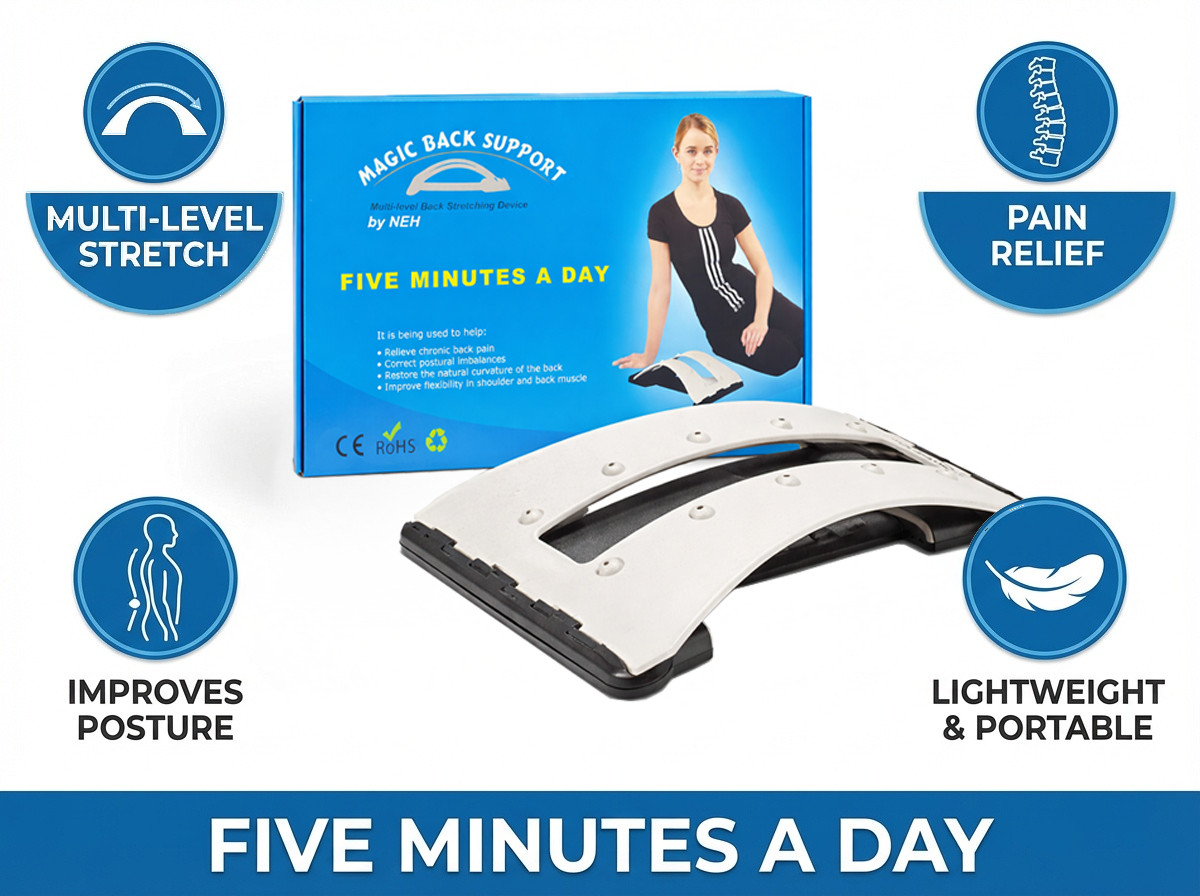 Magic Back Support Multi-Level Back Stretcher Lumbar Pain Relief Posture Correct
