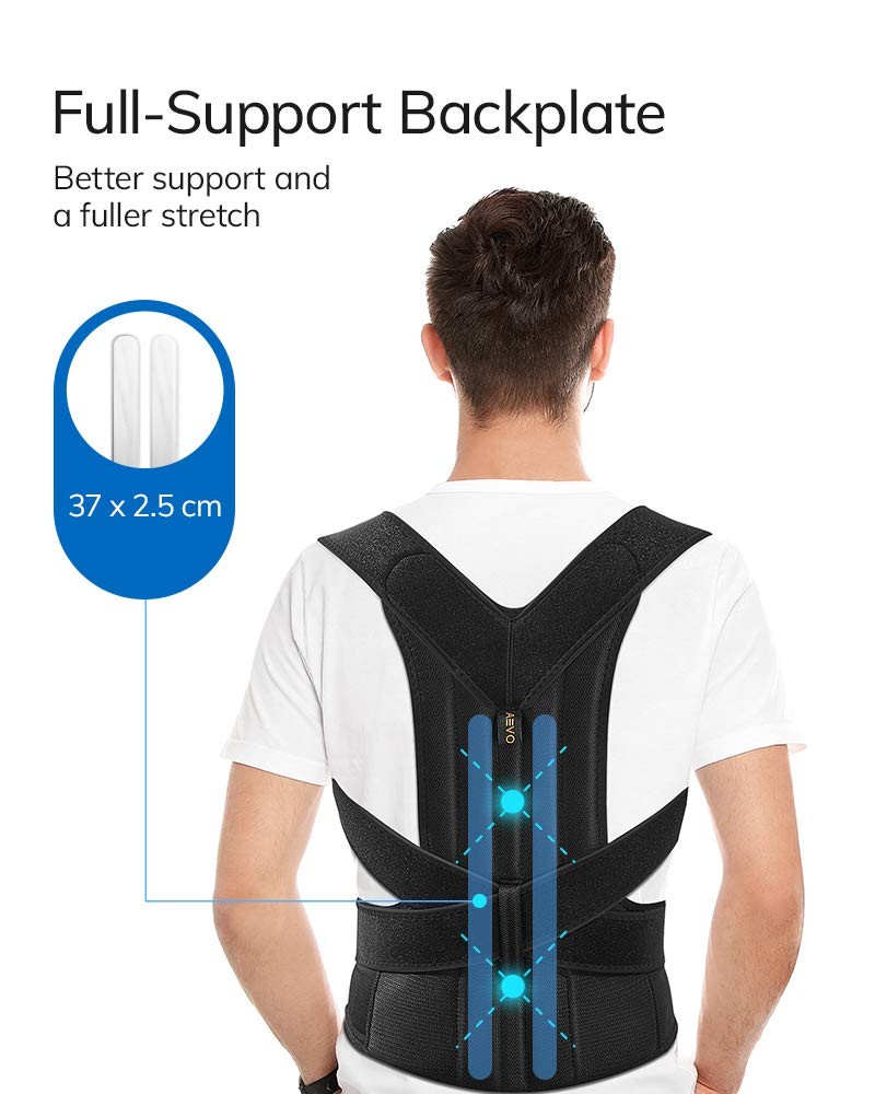 AEVO Compact Posture Corrector for Men and Women, Large (Pack of 1), Black