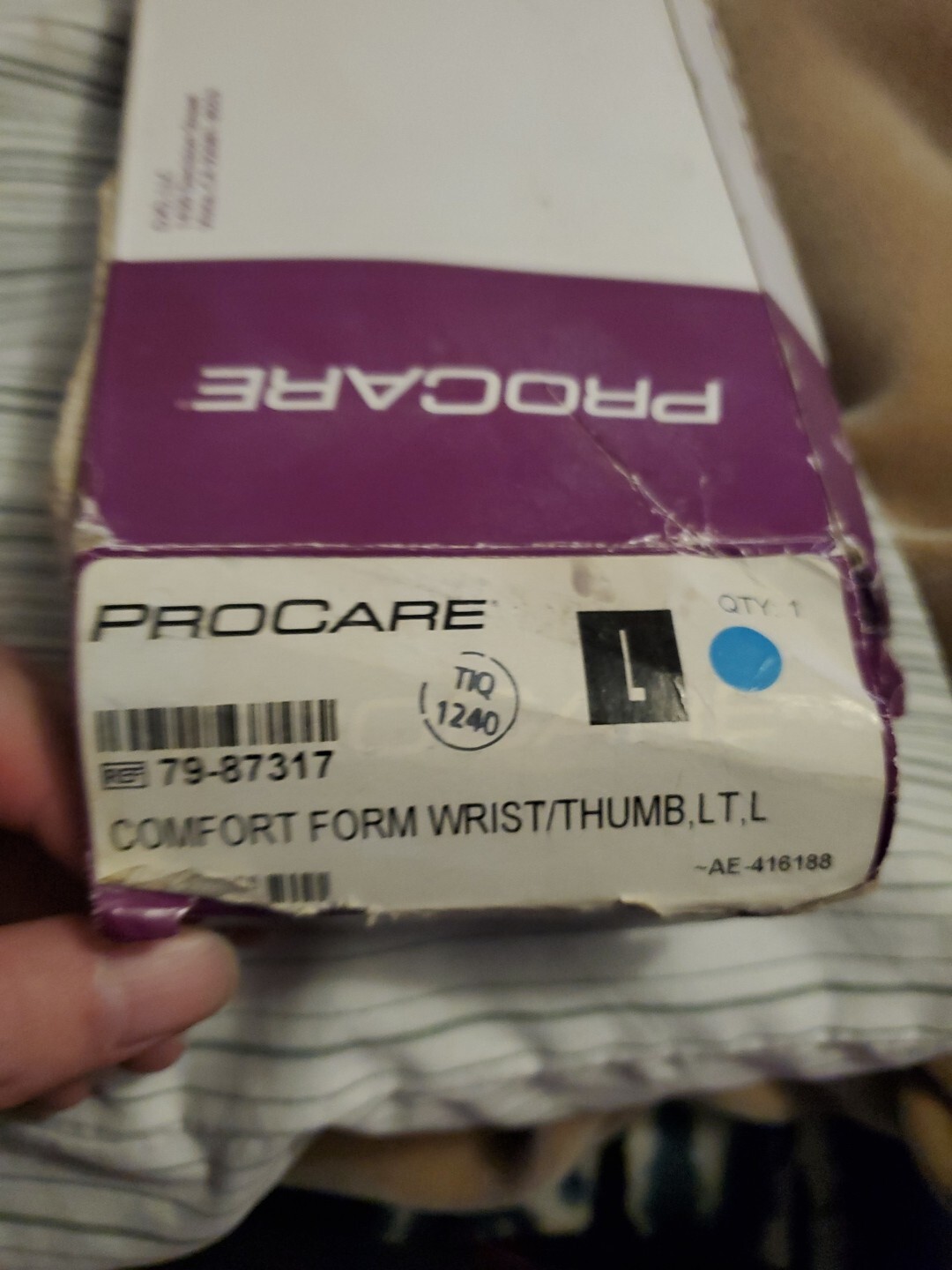 Procare Left Hand Comfort Form Wrist/thumb Suport Size Large Color Black.