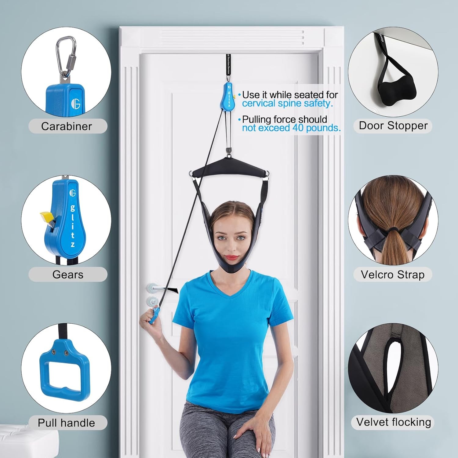 Cervical Neck Traction Device for Home Use Portable Neck Stretcher Hammock O