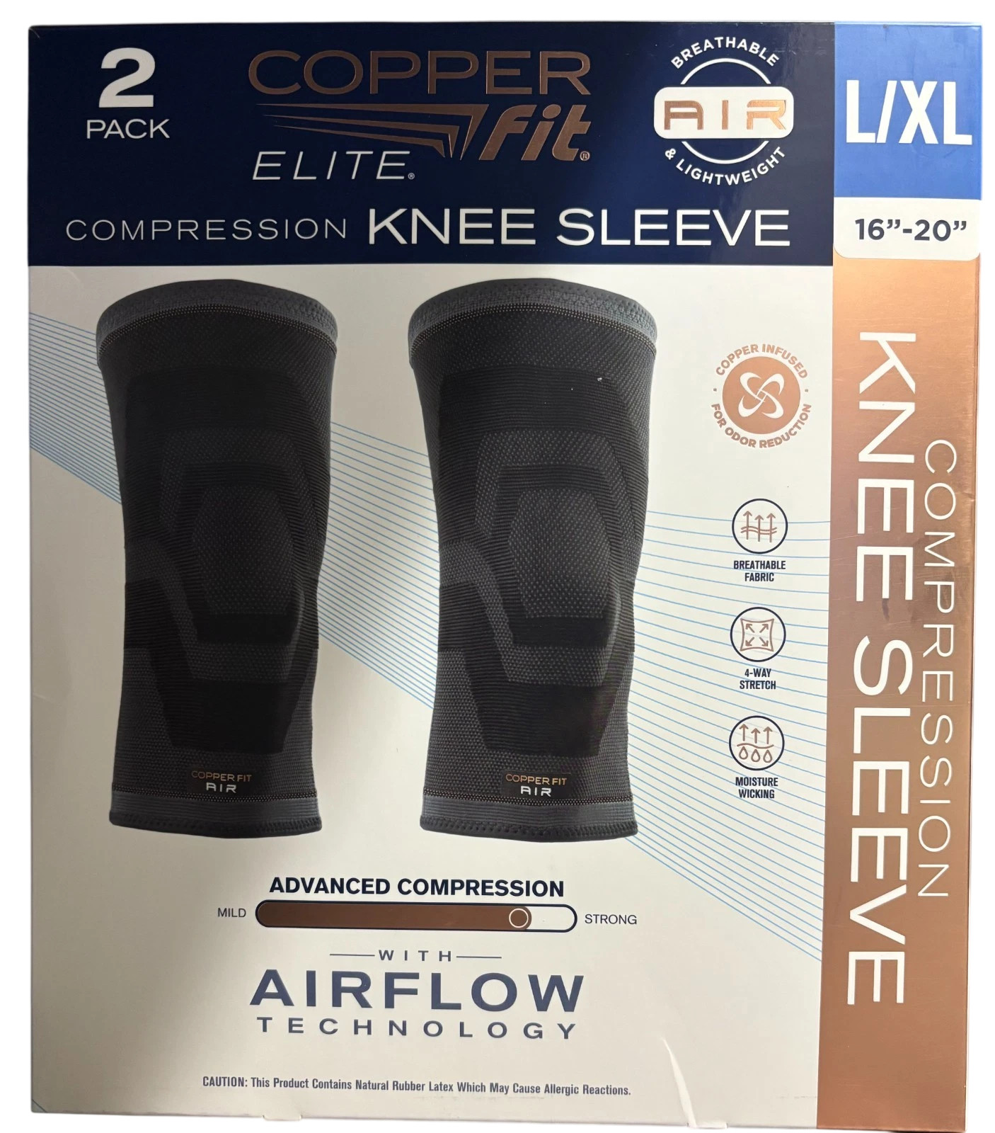 Compression Elite Knee Sleeve Cooper Fit – Black L/XL (2pk)