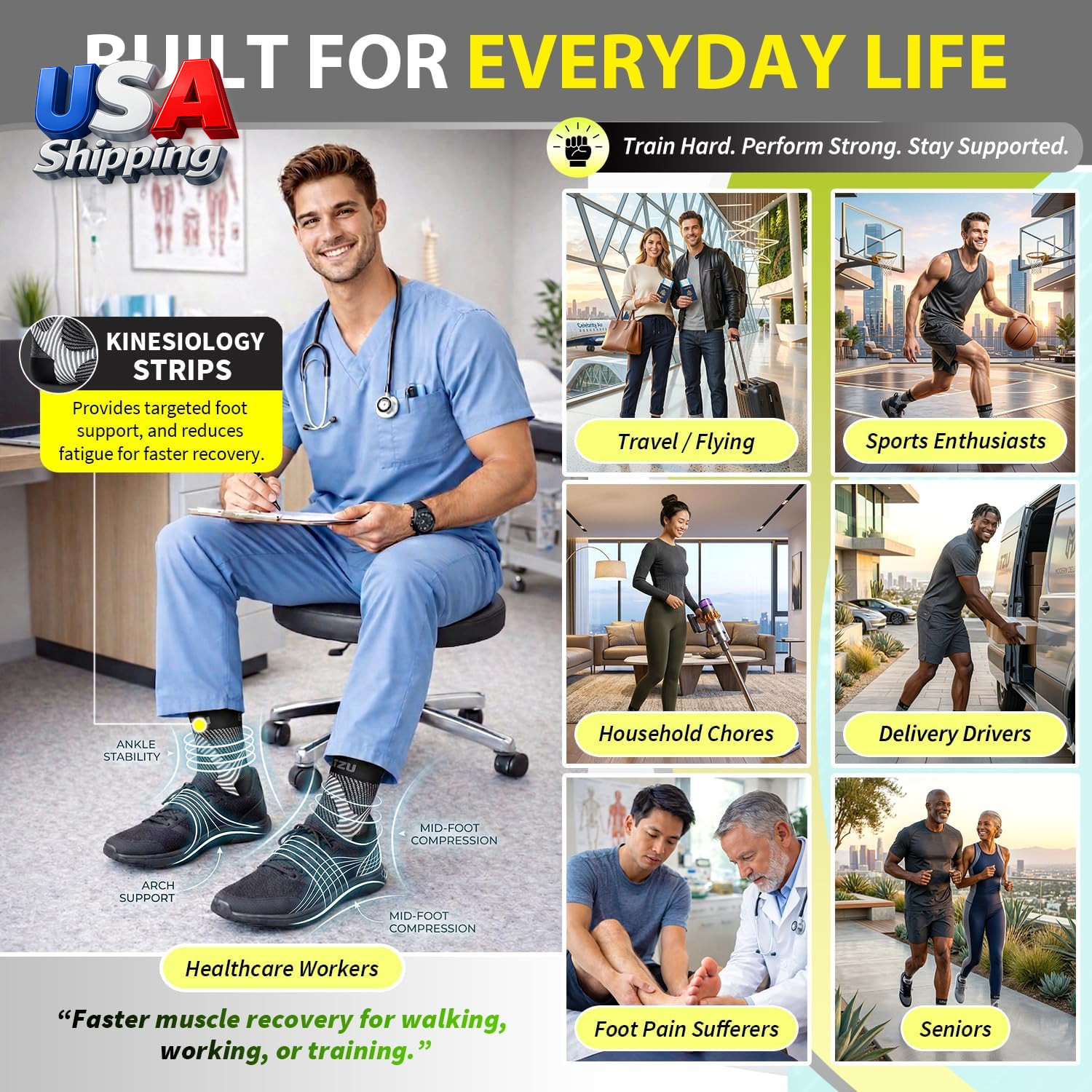 Compression Socks for Plantar Fasciitis, Achilles Tendonitis, Arthritis Relief,