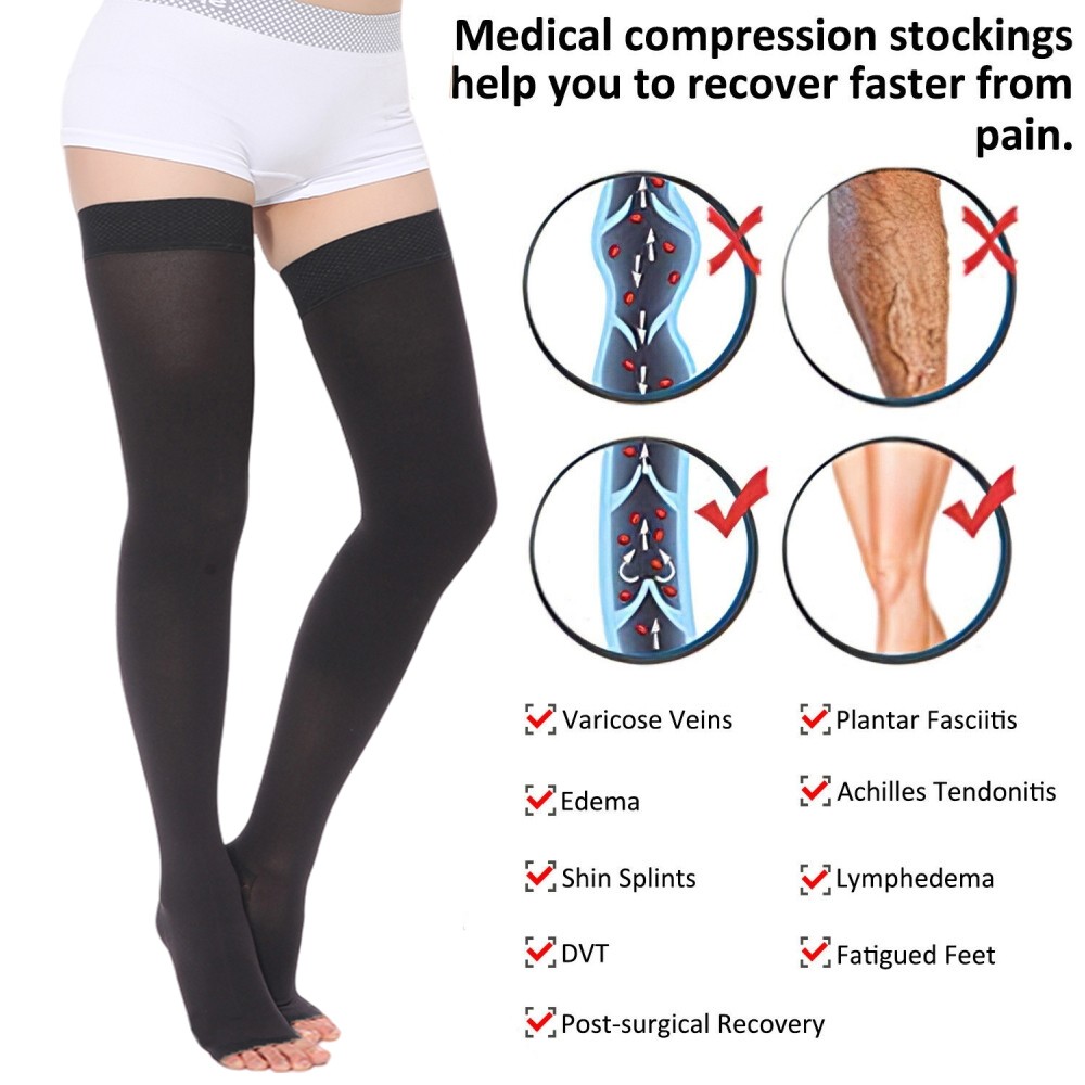 1Pair Compression Socks 20-30 ThighHigh Support Stockings Medical Varicose Edema