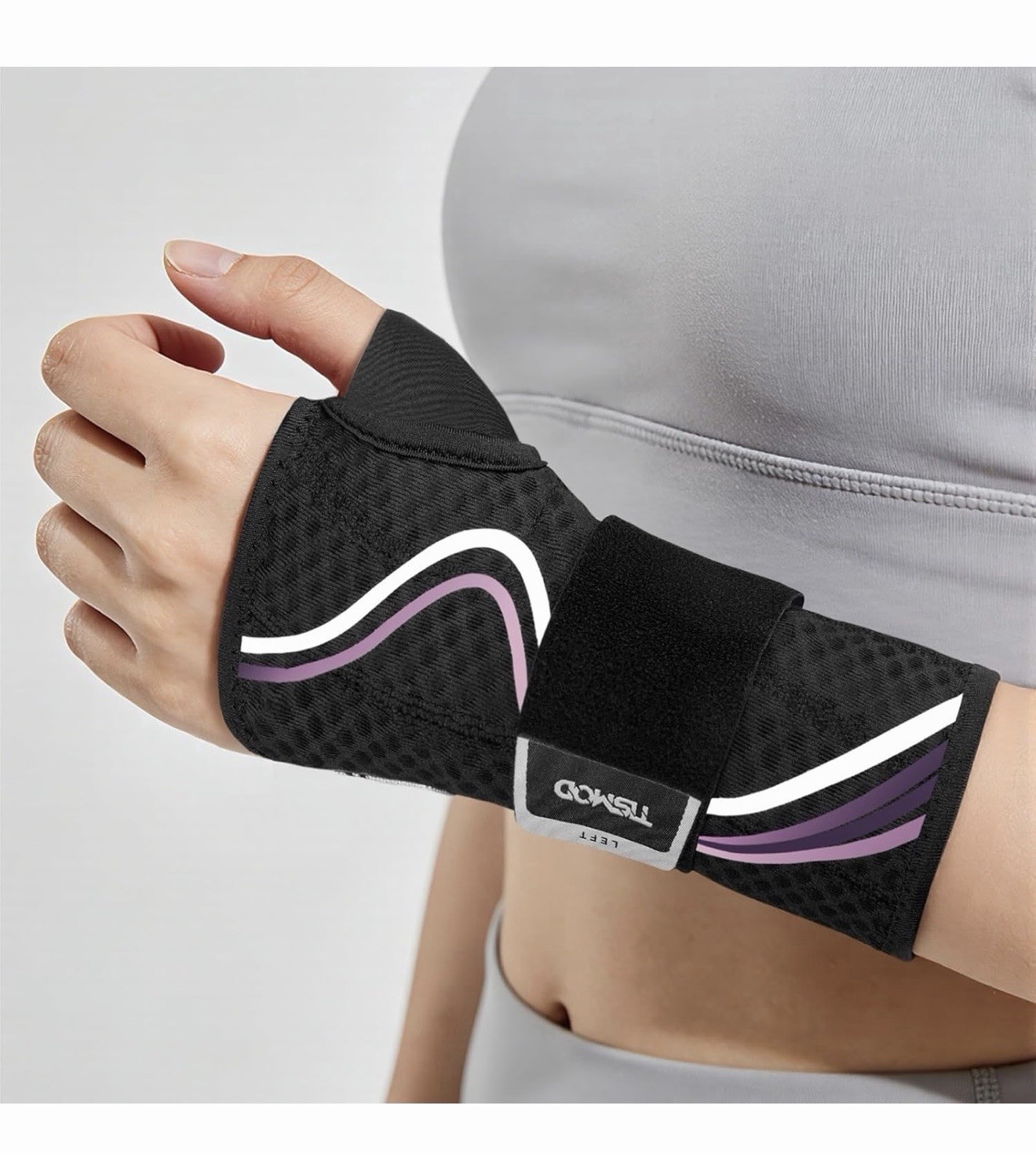 COVSIST Adjustable Breathable Left Wrist Brace for Support & Pain Relief, Black