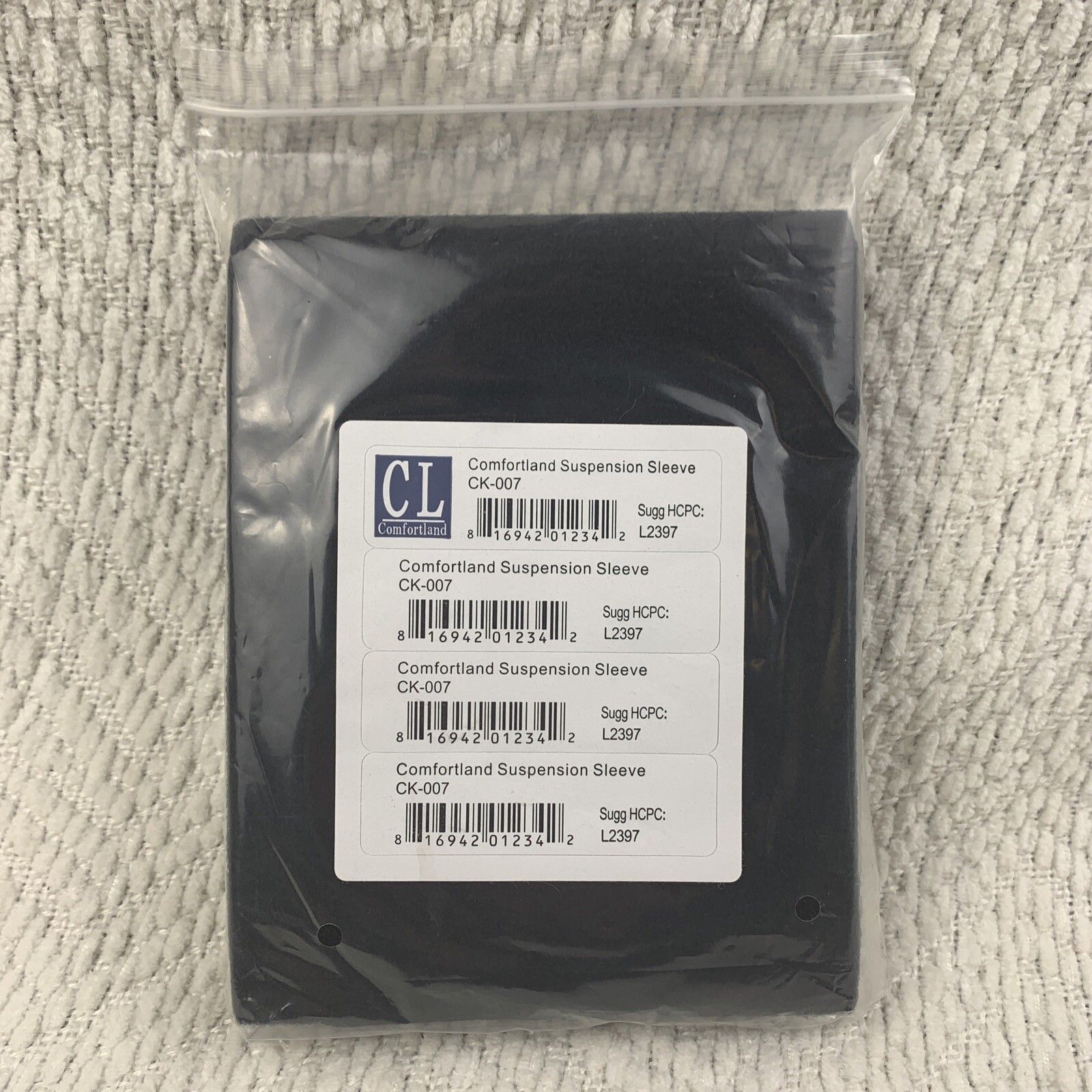 NEW Comfortland CK-007 Knee Brace Suspension Sleeve L2397 Black Comfort Land