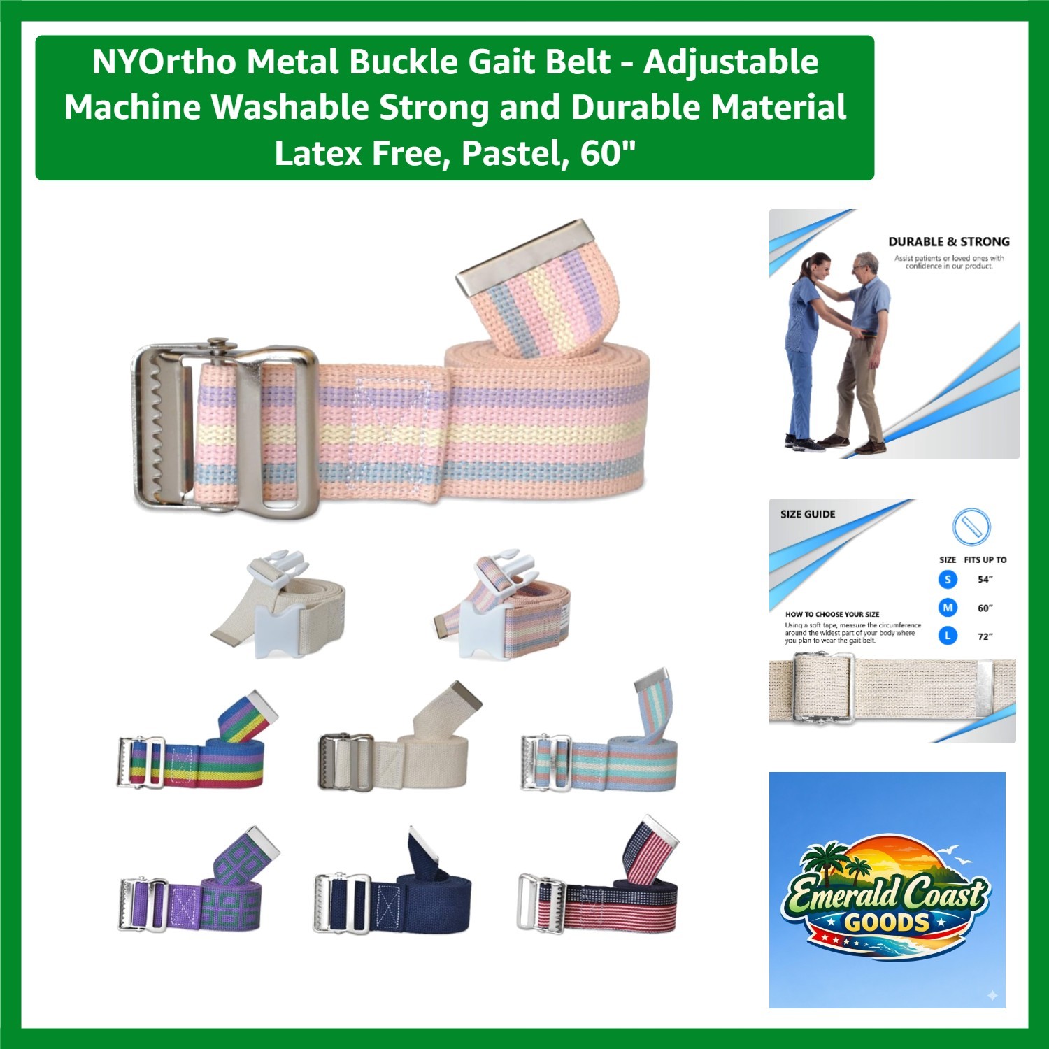 Metal Buckle Gait Belt – Adjustable Machine Washable Strong and Durable Mater…