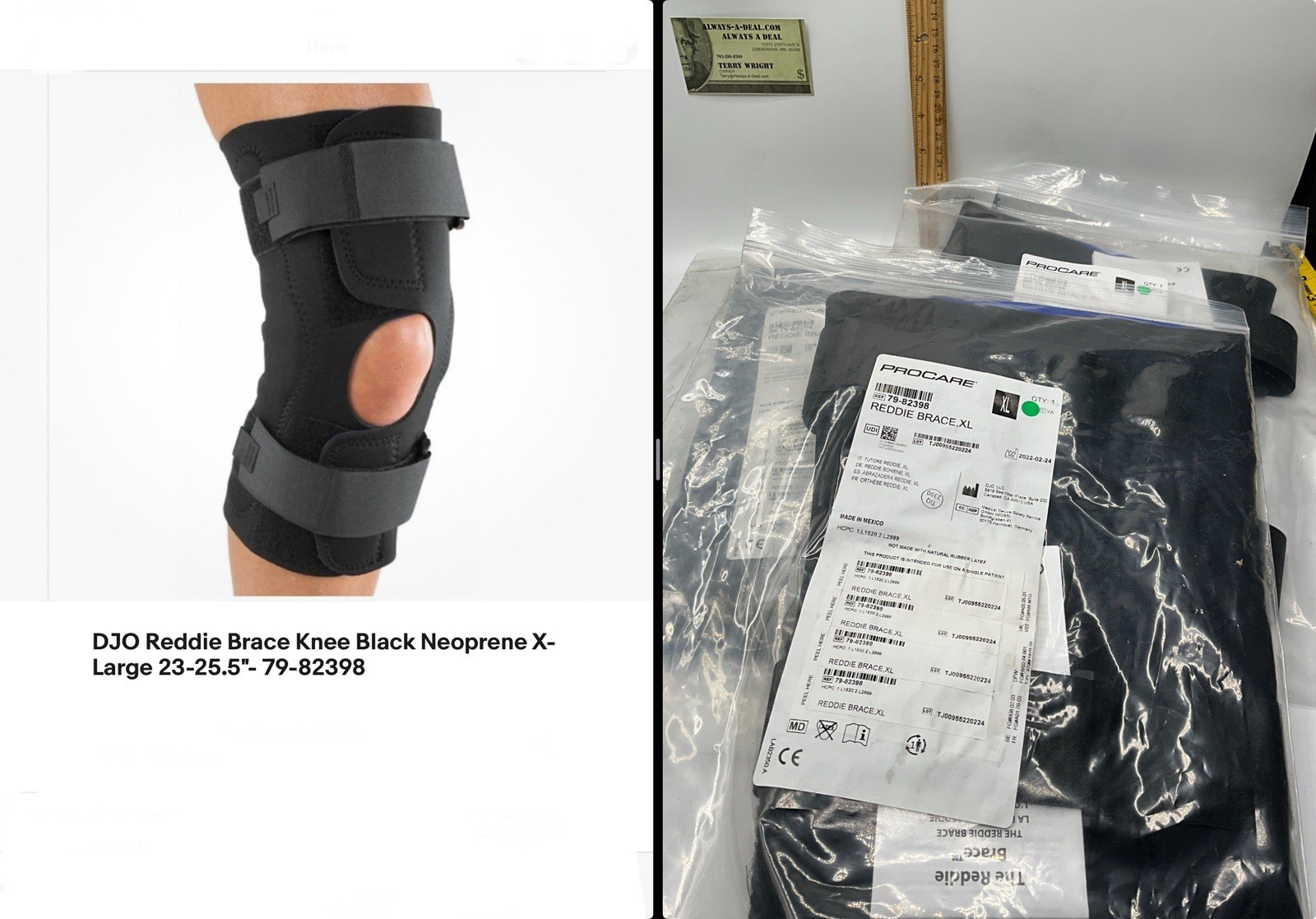 ProCare REDDIE BRACE XL, Hinged Knee Brace, 79-82398 NEW BLACK KNEE BRACE REHAB