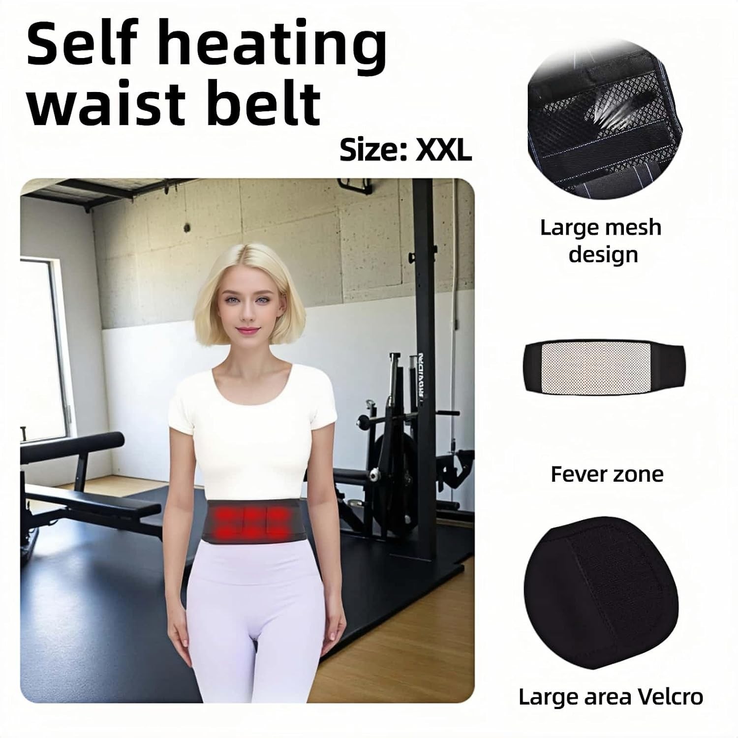 Adjustable Thermal Lumbar Support Strap – Gentle Back Pain Relief XL Size