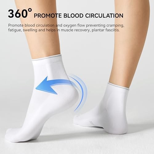 2/5 Pairs Ankle Compression Socks for Men and Large-X-Large White (5 Pairs)