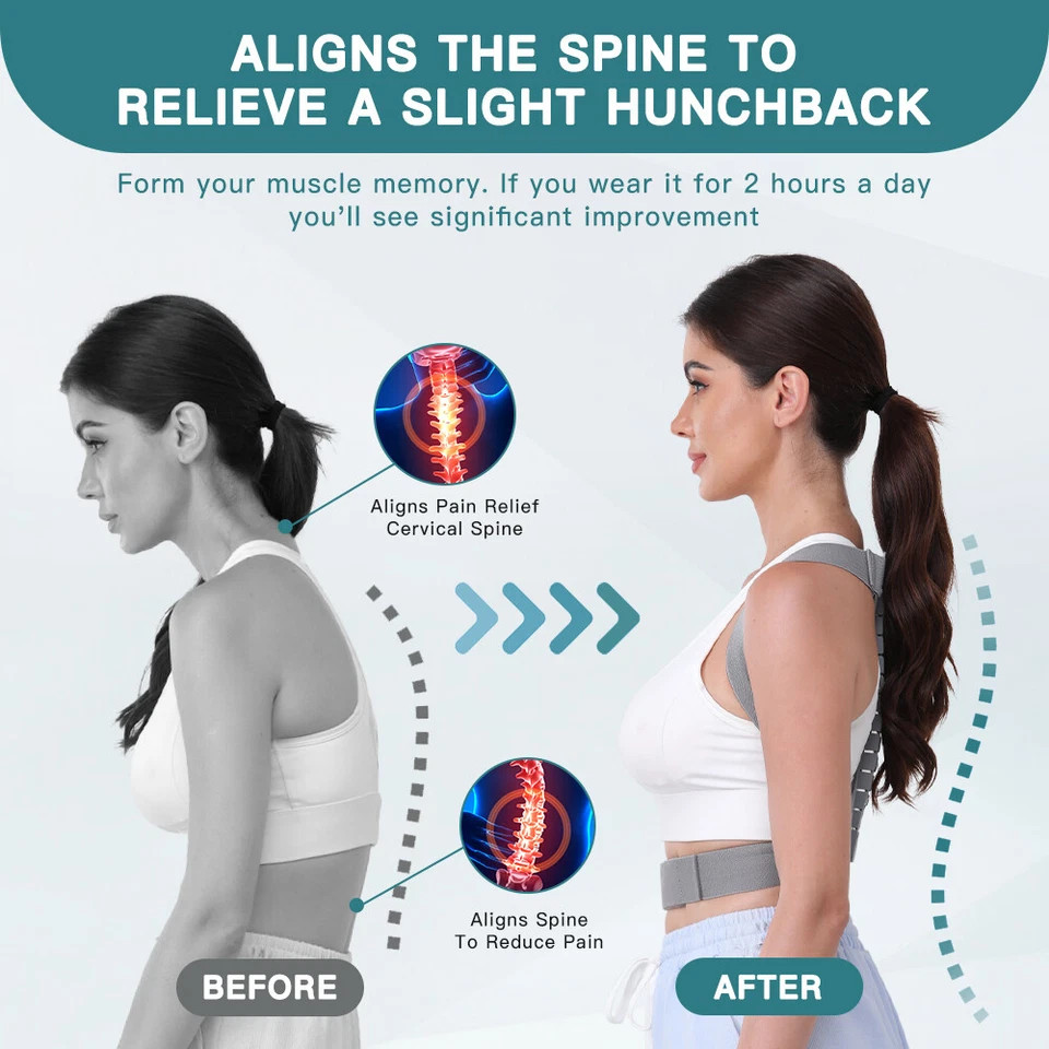 Women Men Adjustable Back Brace Posture Corrector Comfy Shoulder Straightener
