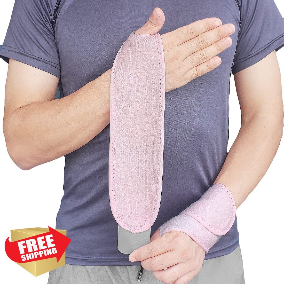 YUNYILAN 2pk Pink Wrist Brace Carpal Tunnel Support Strap