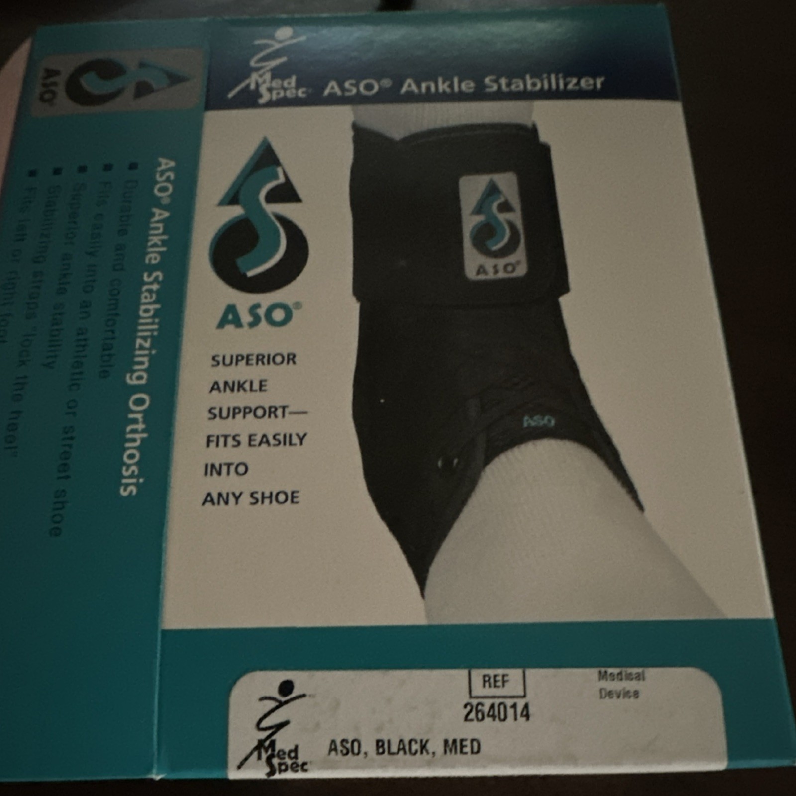 Med Spec ASO Ankle Stabilizer Orthosis Brace Black M Ankle Support Stabilization