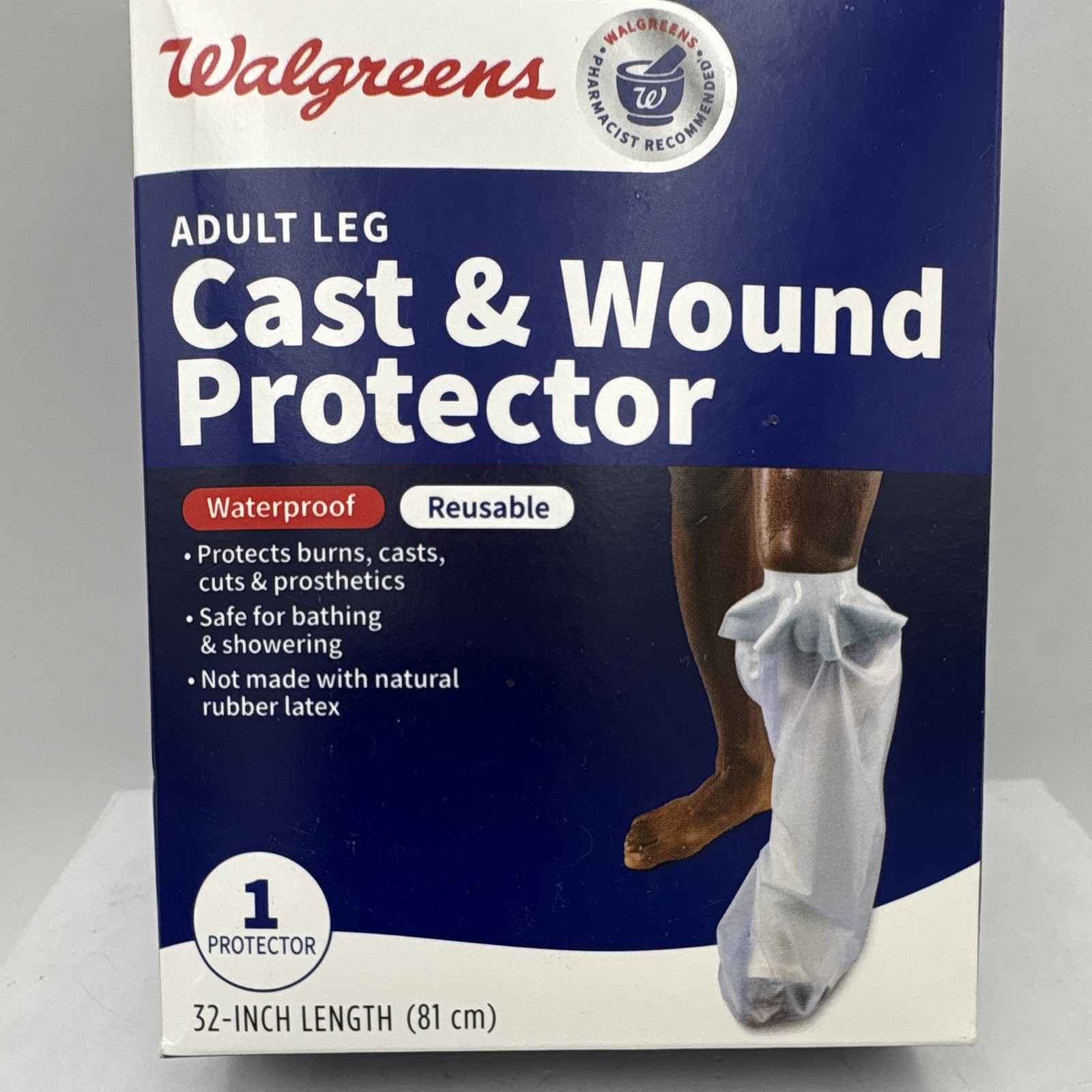 Walgreens Adult Leg Cast & Wound Protector, Waterproof Reusable Clear 32 in