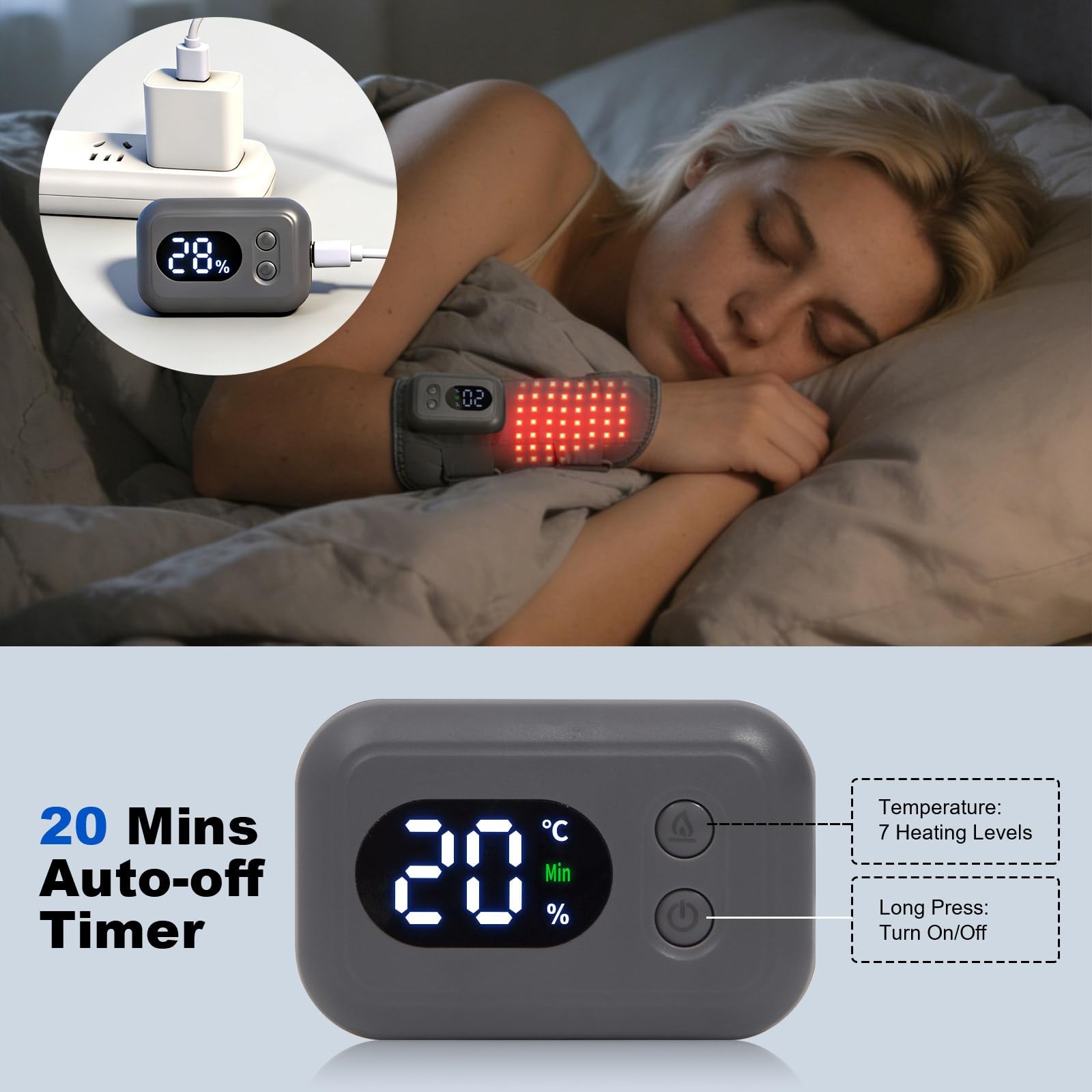 HONGJING Red Light Therapy Wrist Brace 660nm&850nm Infrared Heating Carpal Tu…