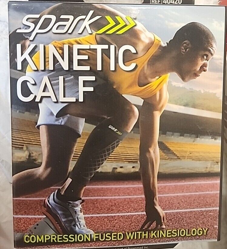 Spark Kinetic Calf Sleeve Compression Support w/ Embedded Kinesiology L,M or S
