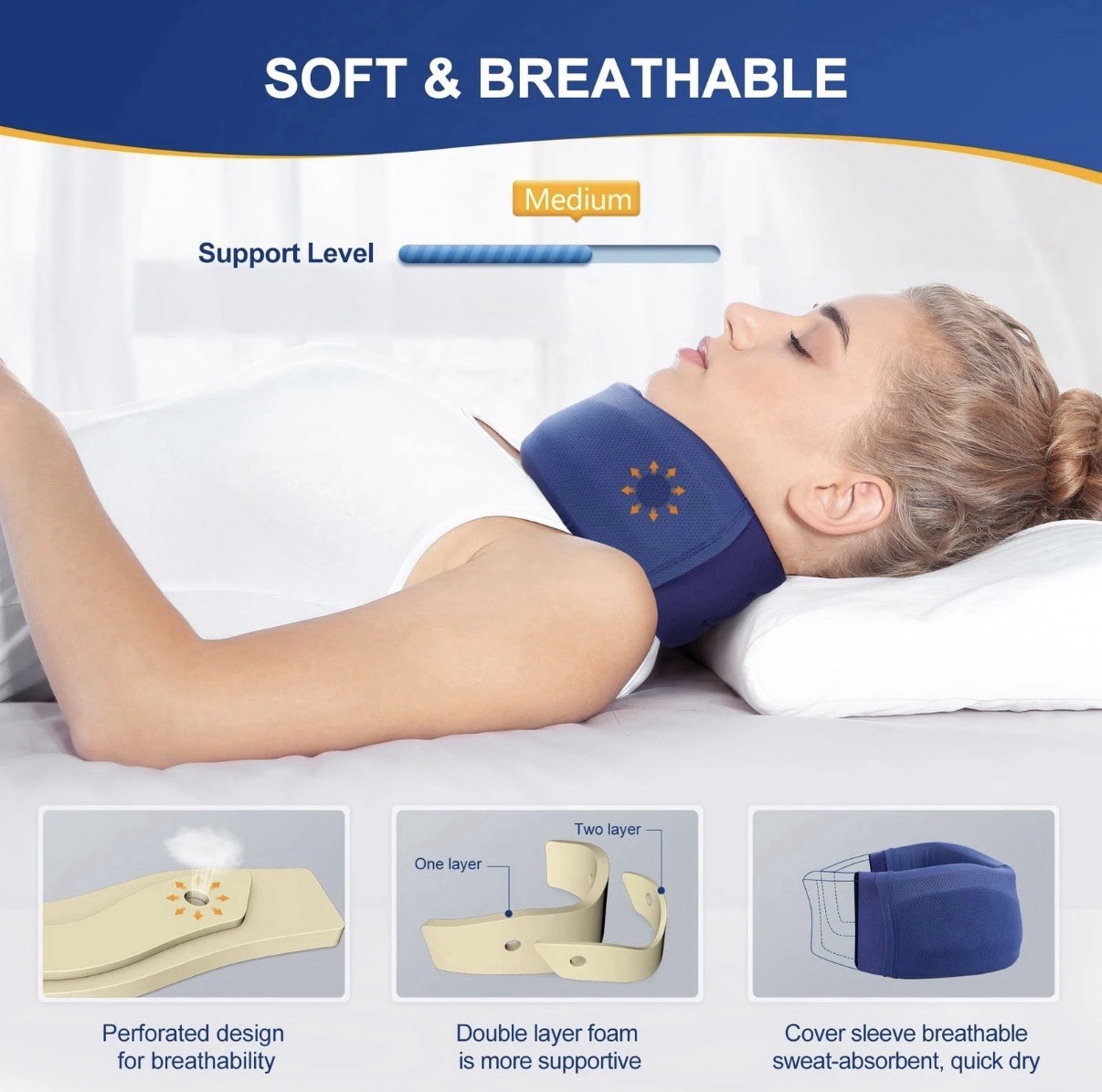 Neck Brace Soft Foam Cervical Collar 3in Support PainRelief Spine Align