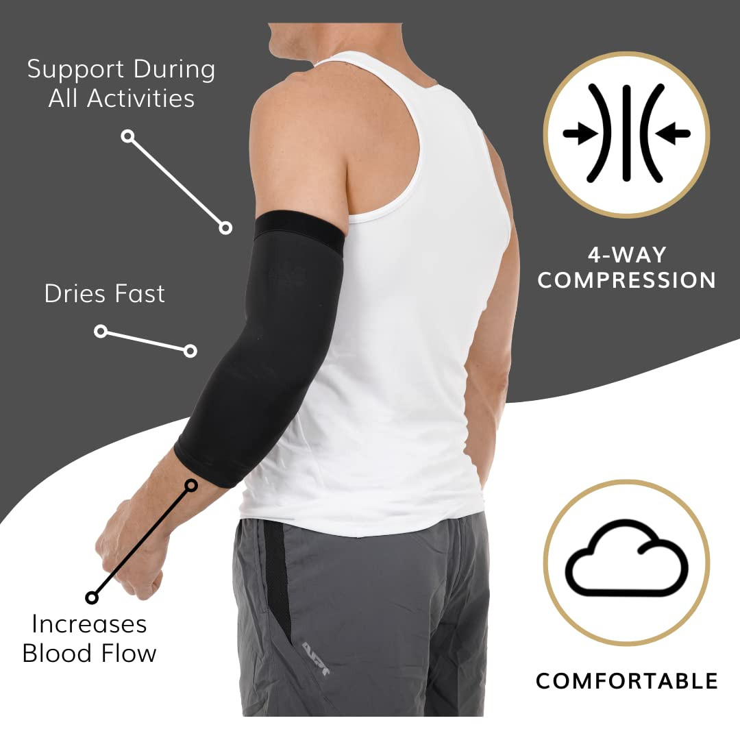 Copper Elbow Compression Sleeve – Men’s and Women’s Medical-Grade Full Arm Su…