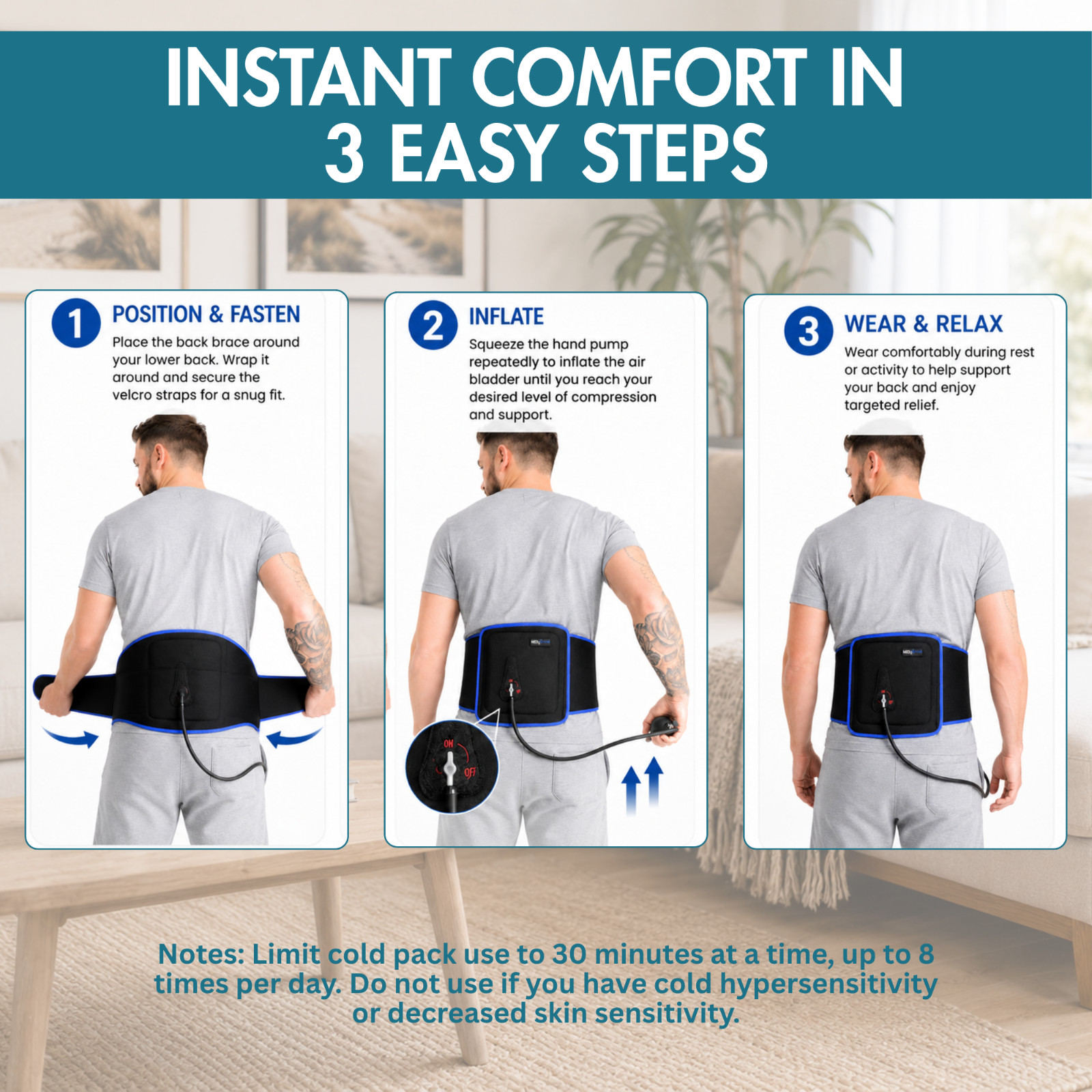 MEDiBrace Back Hip Rib Ice Gel Pack Wrap Cold Compression Therapy Cryotherapy