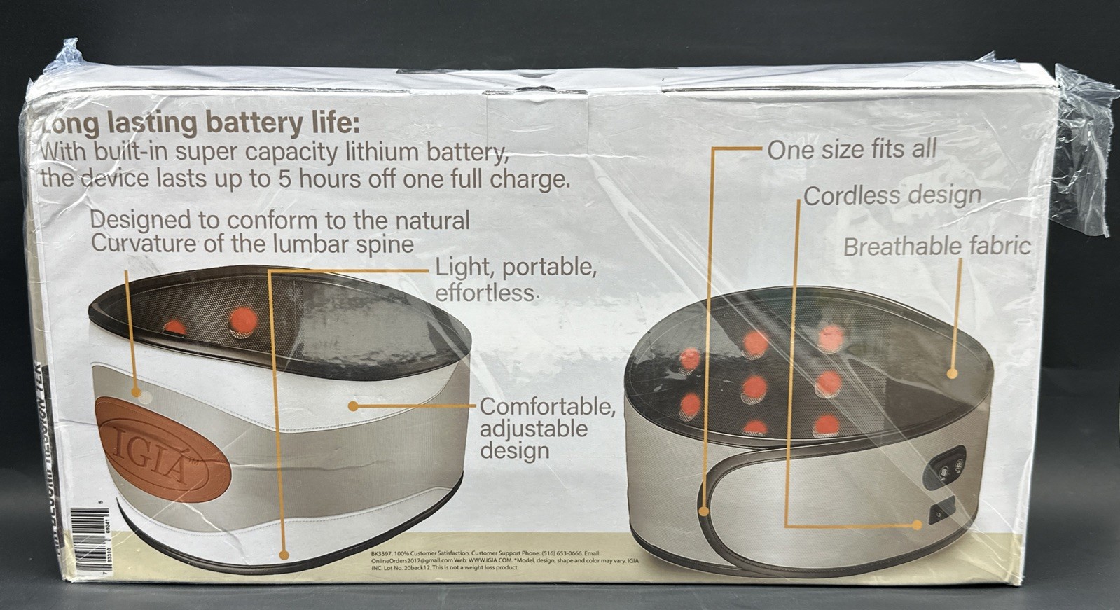 BACKOSAGE Cordless Inflatable Decompression Back Massage Belt Hot Cold Air NIB