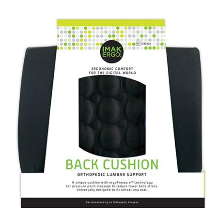 IMAK Ergo Back Cushion Lumbar Support Foam Black 13.5×13.8×4″ Noninflatable, 1Ct
