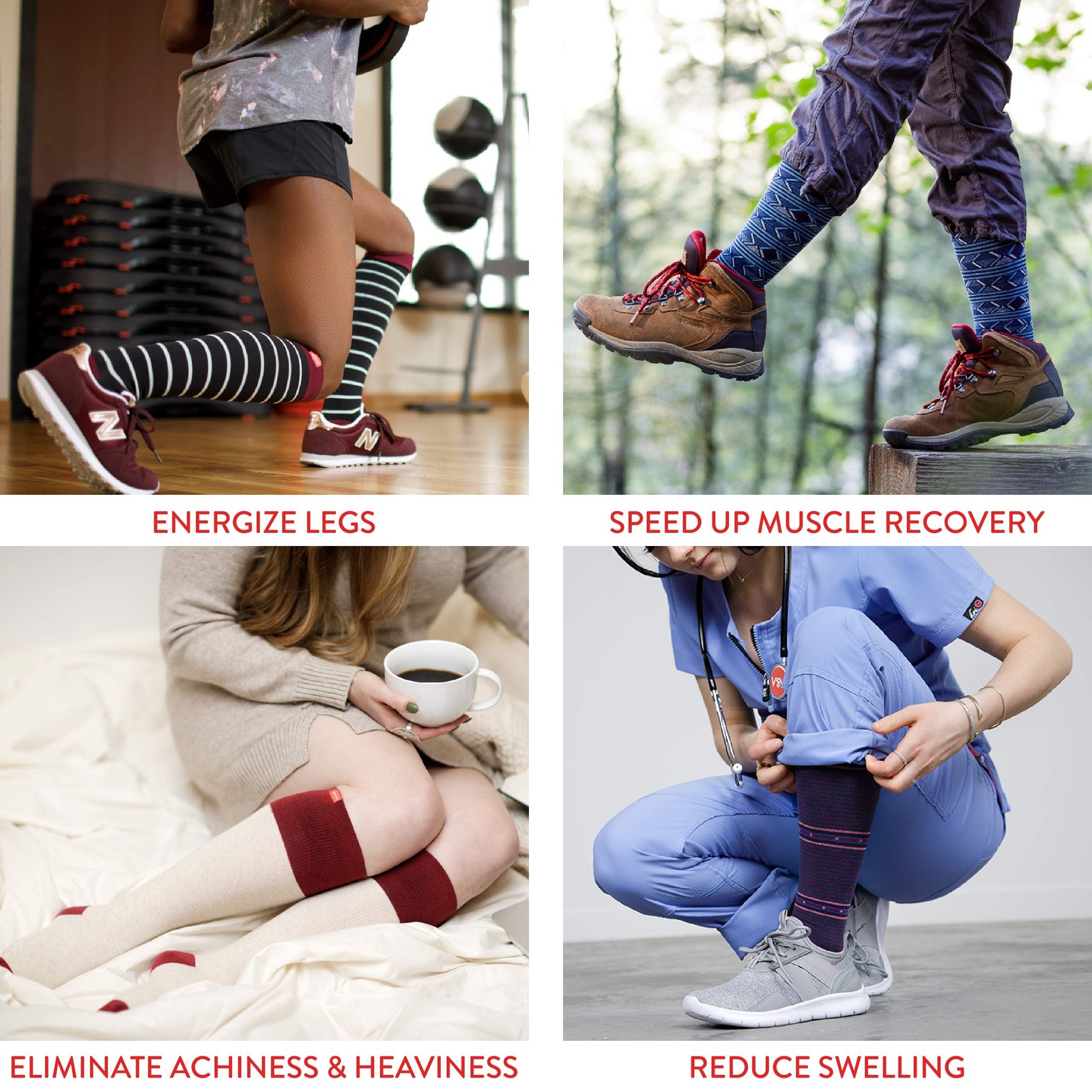 Medium Large Compression Socks 20 30 mmHg Reduce Swelling Energize Legs