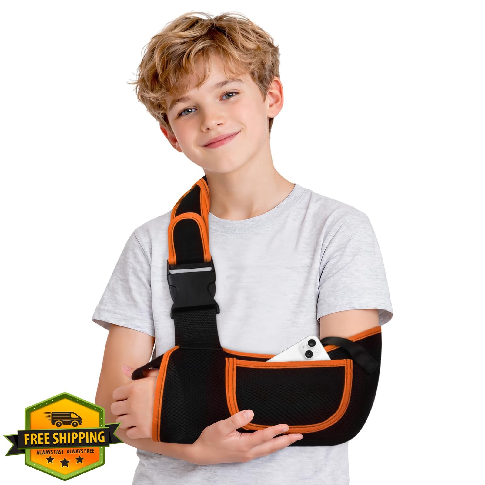 quiheat Kids Arm Sling Black Orange S 1 Pc