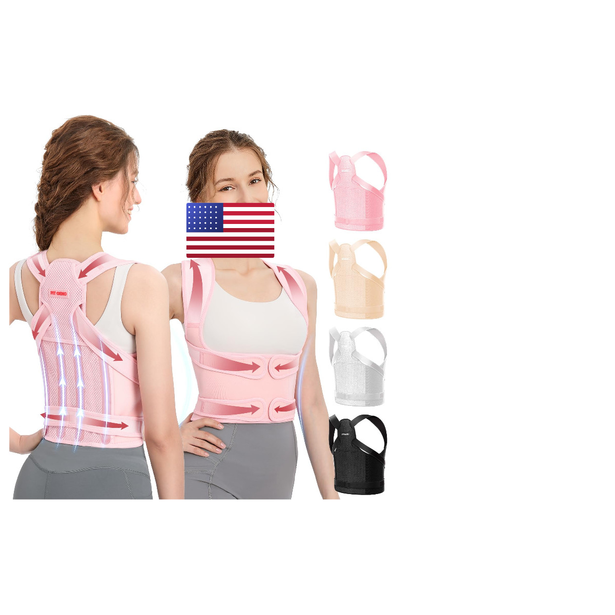 Fit Geno Back Brace And Adjustable Posture Corrector And Trainer For Women And