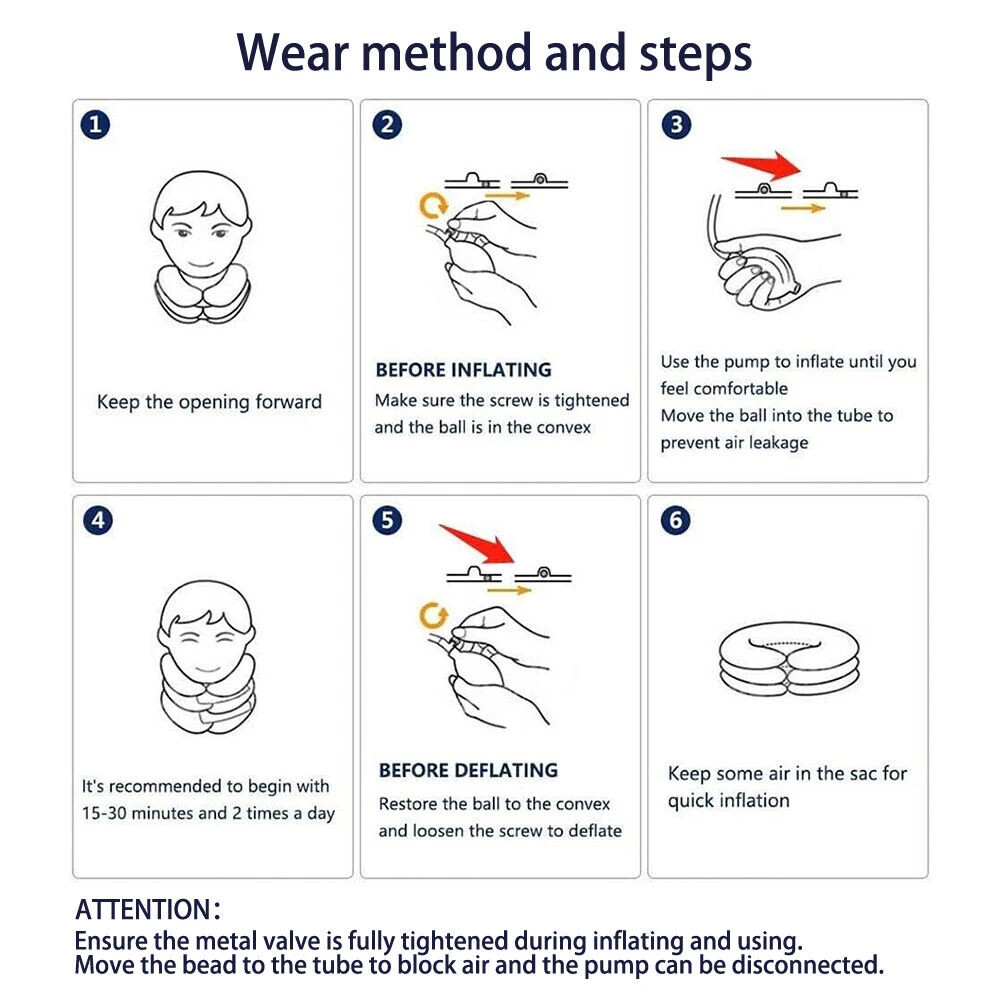 Cervical Neck Traction Device Collar Brace Support Pain Relief Inflatable Adjust