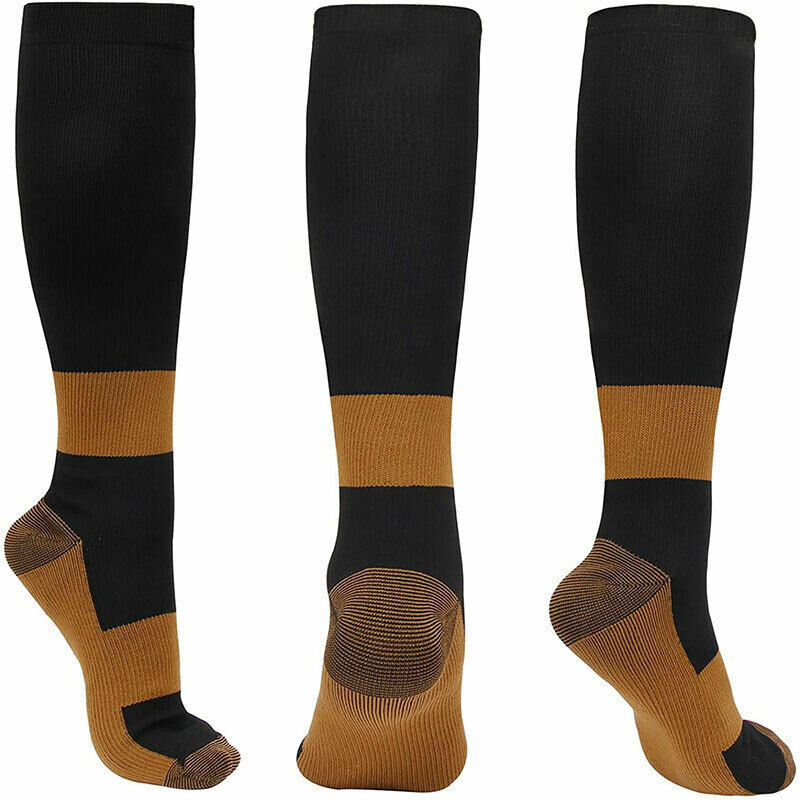 (3 Pairs) Copper Compression Socks 20-30mmHg Graduated Support Mens Womens S-XXL