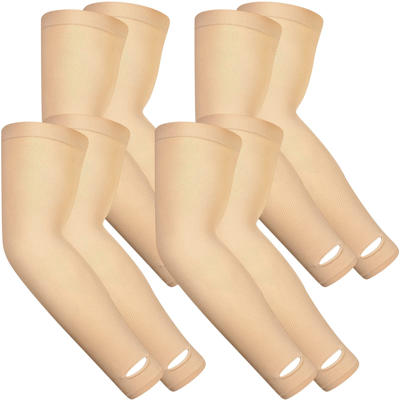 Janmercy 4 Pairs Protective Arm Sleeve for Thin Skin Elderly One Size, Nude