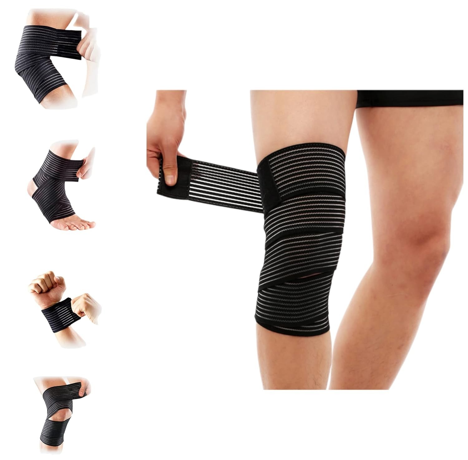Extra Long Elastic Compression Bandage Brace for Ankle & Knee Support – 180cm
