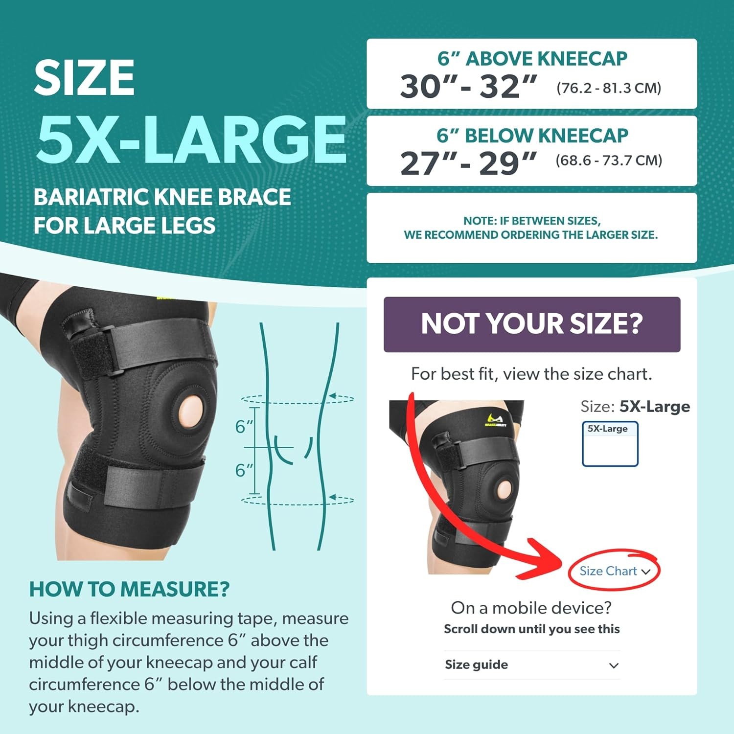 Knee Brace for Large Legs – Plus Size Knee Brace with Side Stabiliz…