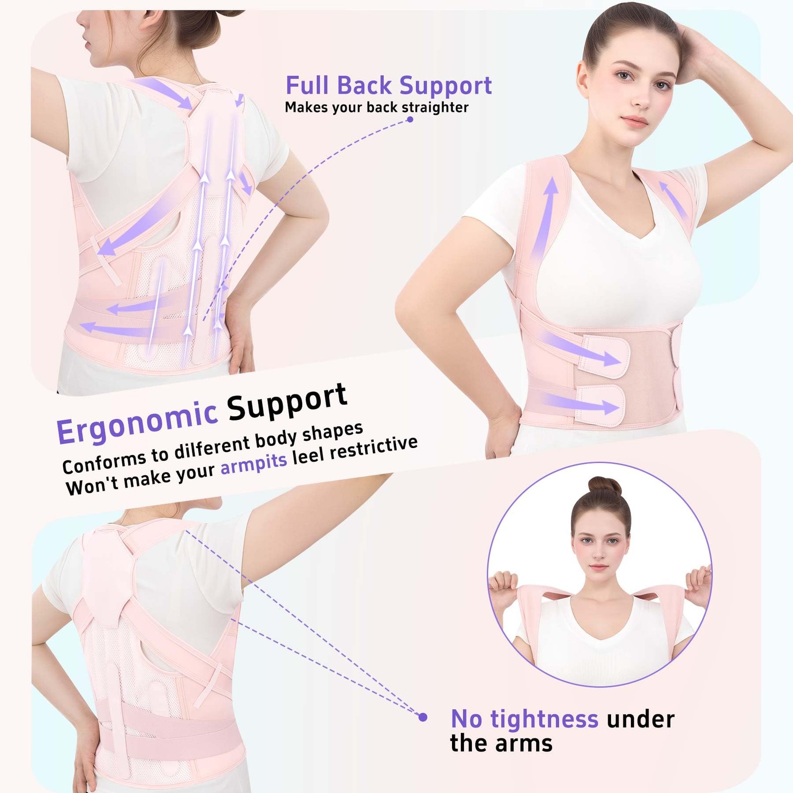 Posture Corrector for and Men, Adjustable Back Brace with Shoulder , Lumbar B…